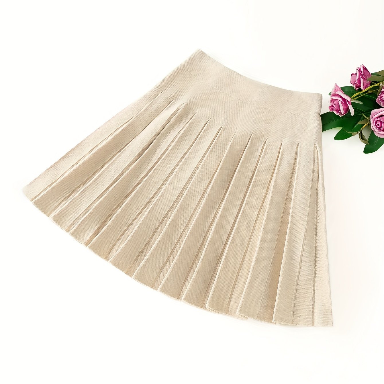 TEMU (yy0604079) Autumn Winter Women's Short Pleated Sweater Skirt