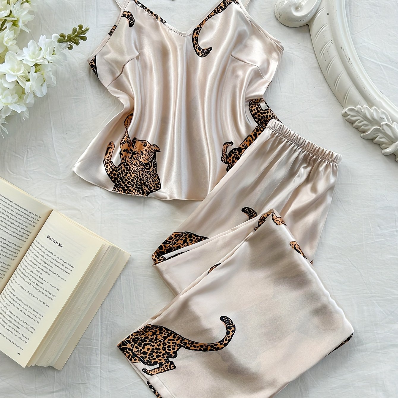 TEMU 2pcs Teen & Pajamas - V-neck Nightgown & With Matching Robe, Machine Washable Sleepwear, Comfortable Pajamas Suitable For And 2pcs Matching