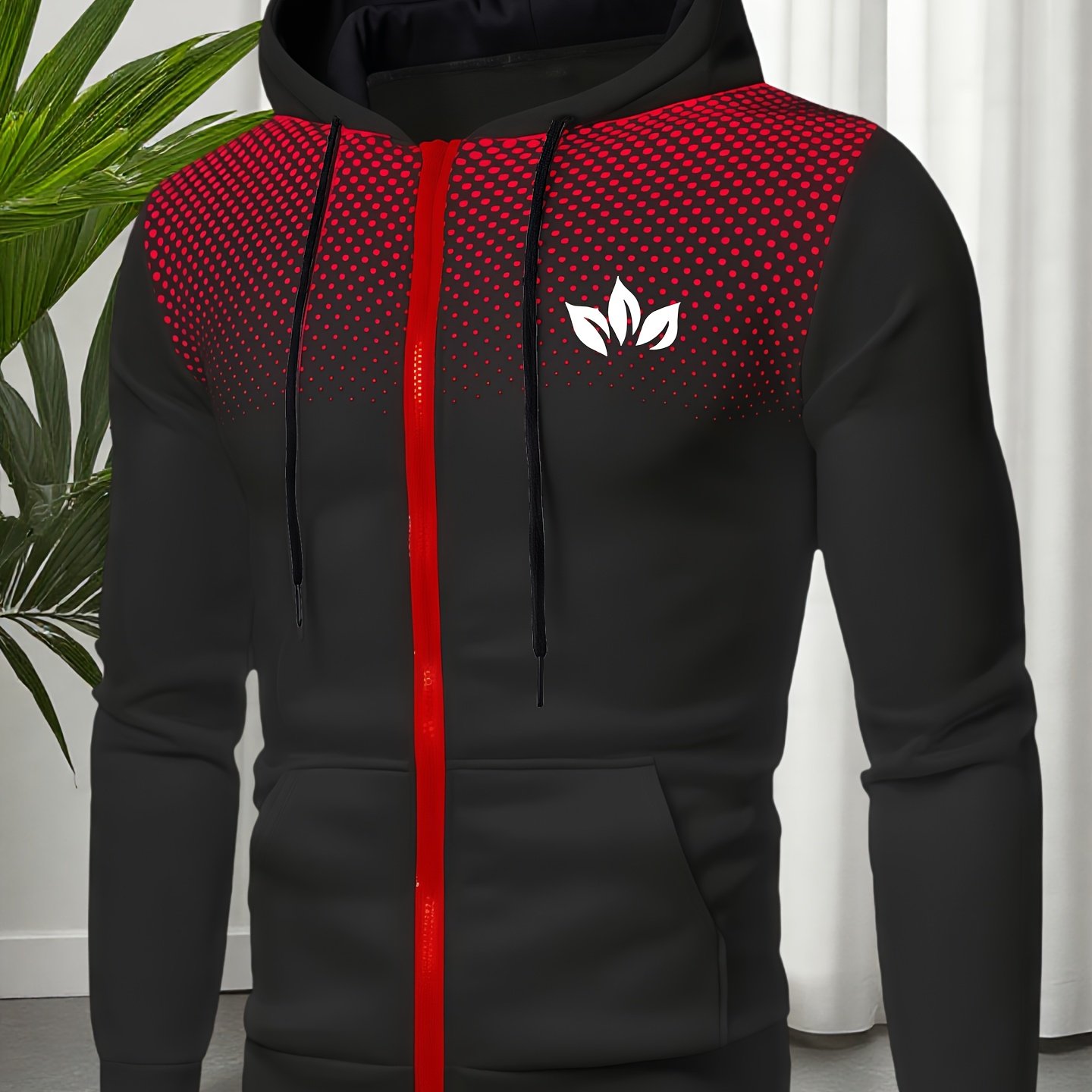 TEMU Casual Pattern Zip-up Hoodie Fashion Trendy Print Zip-up Hoodie Autumn Loose Harajuku Sweatshirt Men's Sporty Jacket