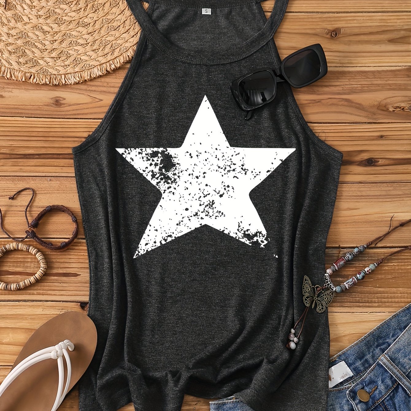 Image of Summer New Casual Stars Women's Fashion Vest Beach Top