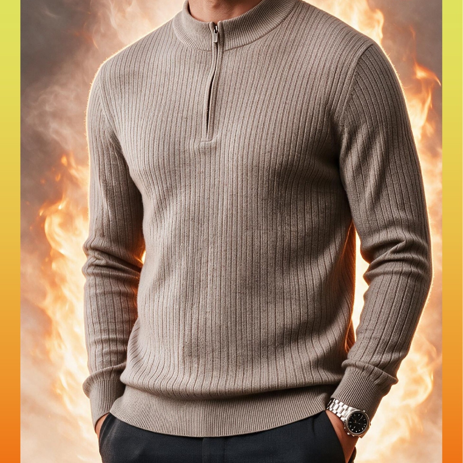 Image of Aw26 Gift Men' Color Simple Casual Raglan Sleeve Autumn And Winter Knit Sweater, Zipper Half- Ribbed Design, Suitable For Daily Casual Simple Versatile Going Out Or Commuting 1pc