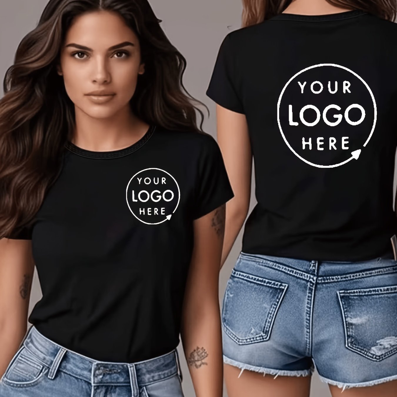 TEMU Custom Round Neck Short Sleeve T-shirt Women's Printed Custom Top