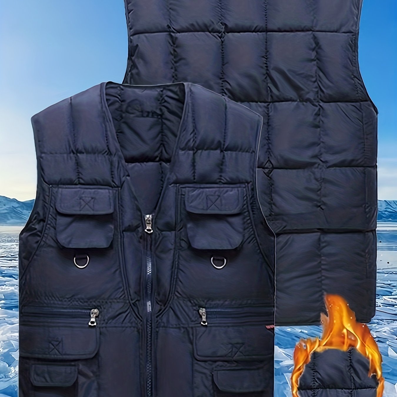 TEMU Men's Multi-pocket Autumn And Winter Outdoor Sports Casual Vest Coat