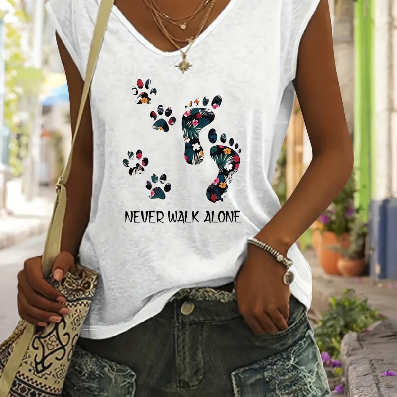 Women's Casual V-neck Tank Top With '' Print- Spring Summer Sleeveless Top, Soft Rayon Blend, Comfortable And Fashionable, Suitable For Casual Wear, Casual Summer Top| Printed Top|