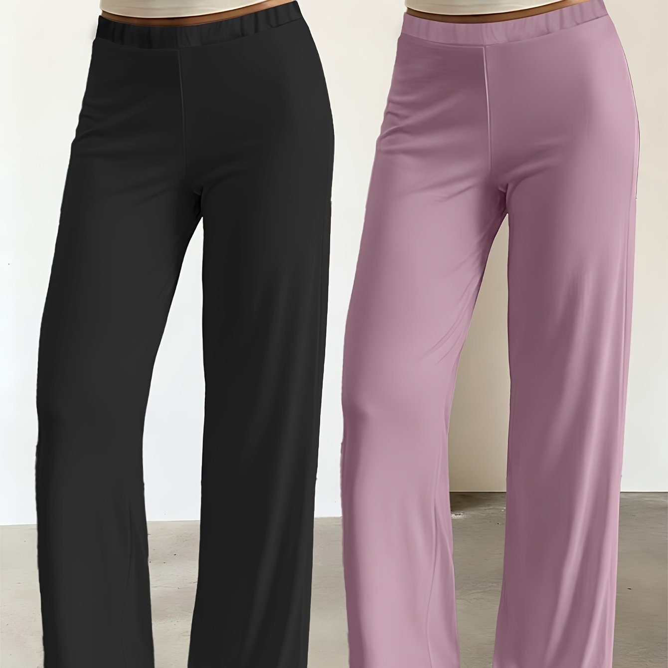 TEMU Set Of 2 Women's Loose-fitting Casual Long Pants, Lightweight And Flattering, Essential For Home Workouts