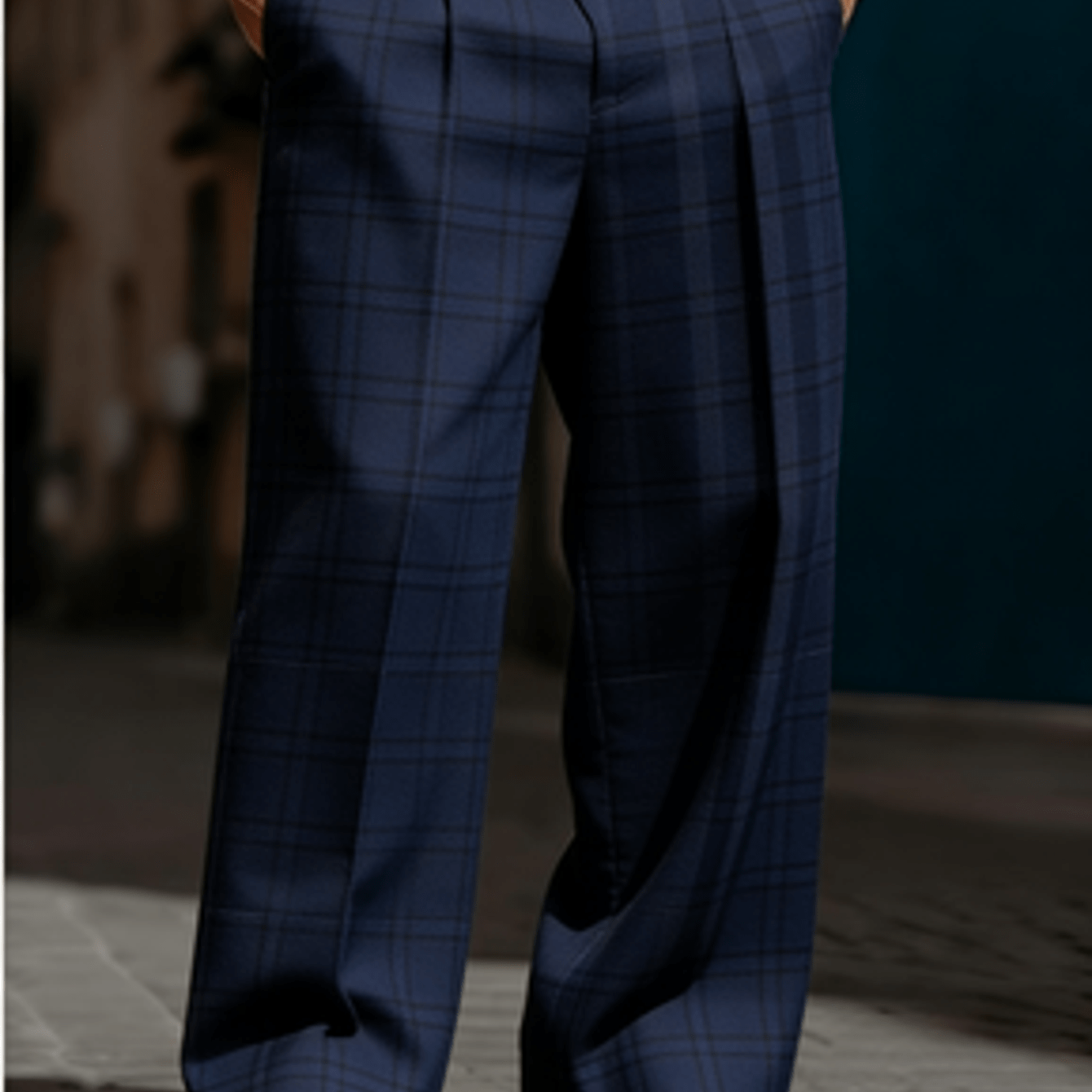 Image of Men's Retro Style 3d Casual Pants, Navy Blue With Classic Pattern, A Stylish High-end For Men. Adult -leg Pants, High-quality Fabric Texture, Suitable For Commuting And Business
