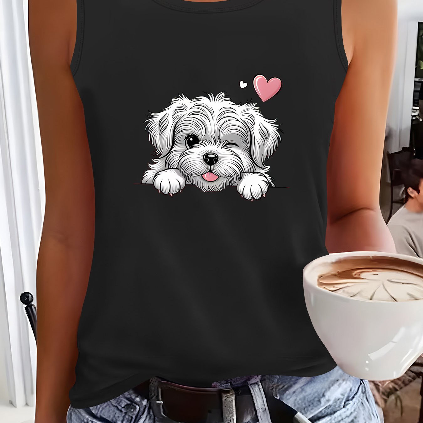 TEMU Round-neck Simple Vintage Creative Pattern Printed Women's Casual Fashion Vest, /summer/autumn Style -neck Vest, S Vest, Suitable For And Daily