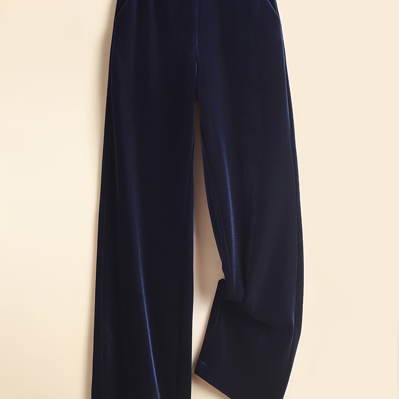 TEMU Pantalones rectos de terciopelo dorado para mujer, ideales para y otoño. Tejido , pantalones elásticos de pierna ancha y cintura , lavables a