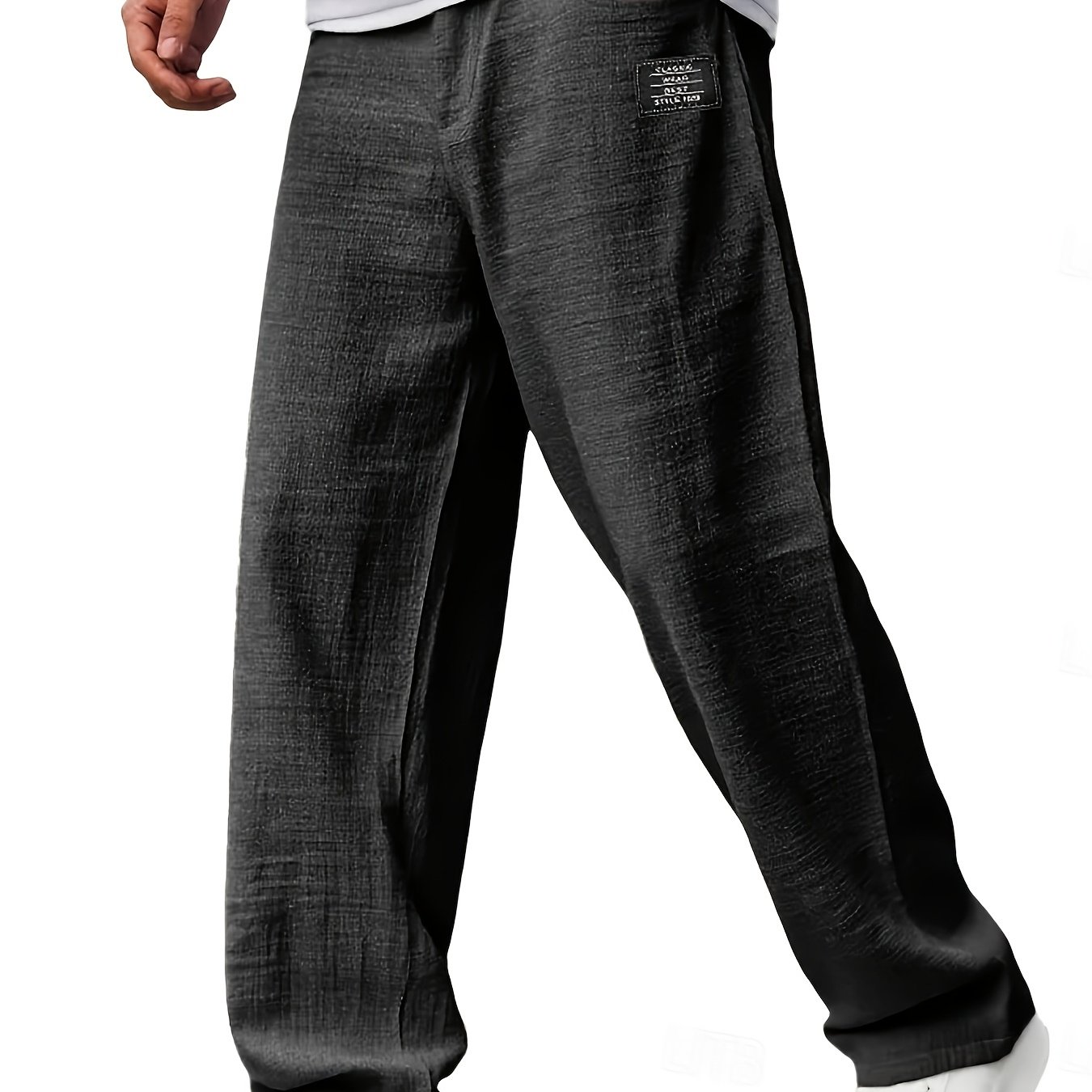 TEMU Men's Casual Trousers, Men's Loose Fit Casual Trousers - Breathable Straight Leg Solid Color Pants With Pocket For Spring/summer/autumn, For