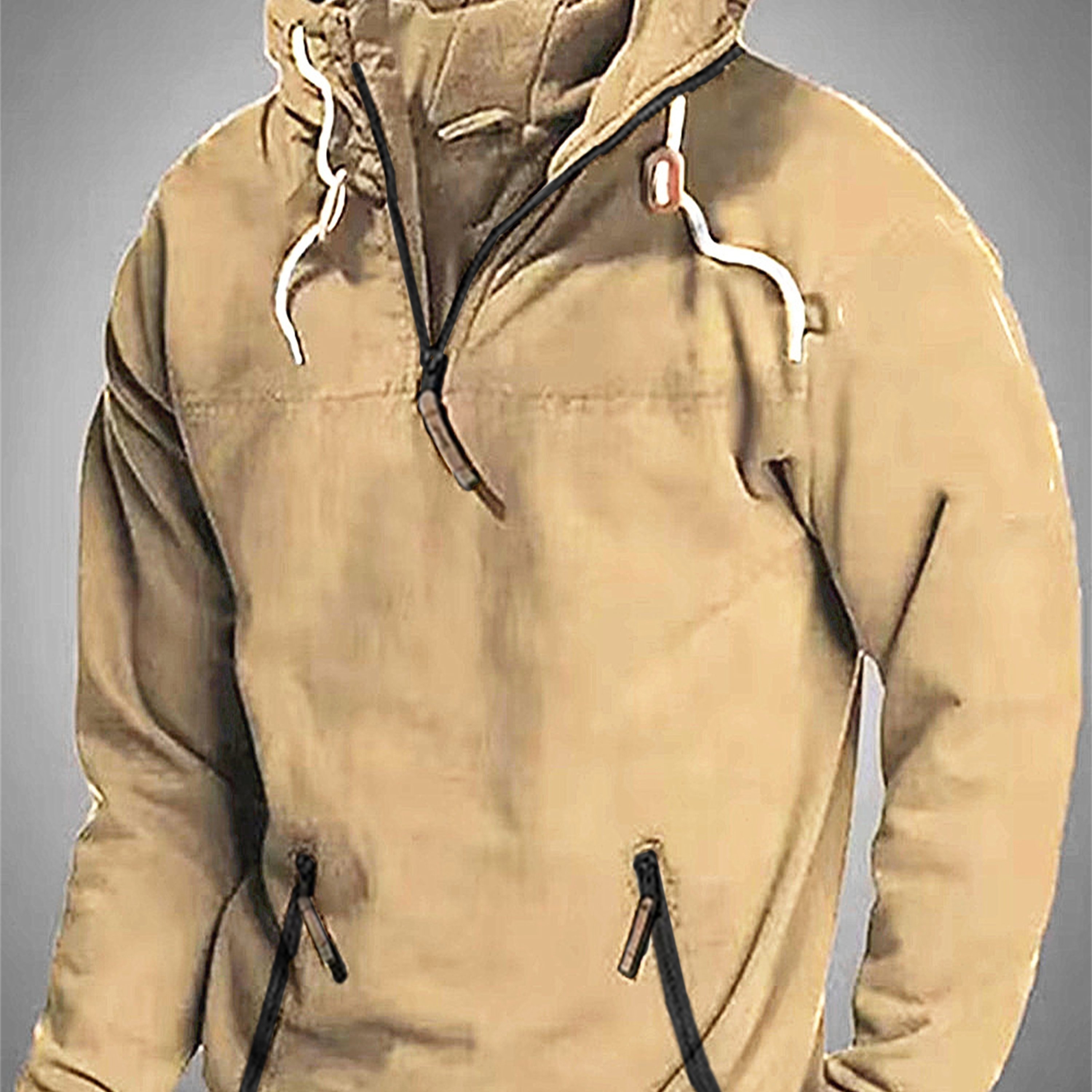 Solid Color Men's Hoodie, Casual Long Sleeve Half-zip Hooded Sweatshirt, Fitness Sports Hoodie, Suitable For Spring And Autumn