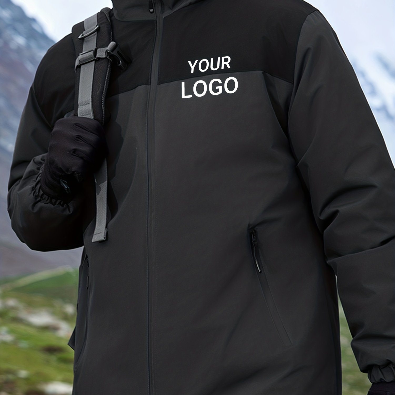 TEMU Veste épaisse doublée en , haut d'hiver personnalisé chaud à manches longues, veste à col , impression photo à , décontractée et confortable,