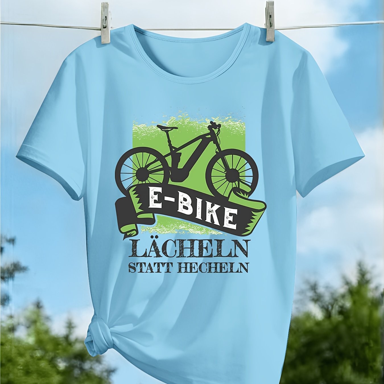 E-shop Energiegeladenes Fahrrad-T-Shirt für Damenmode, lässiger, lebendiger, sportlicher Stil, Print - Bequemes, rundhalsiges Kurzarm-Oberteil für alle