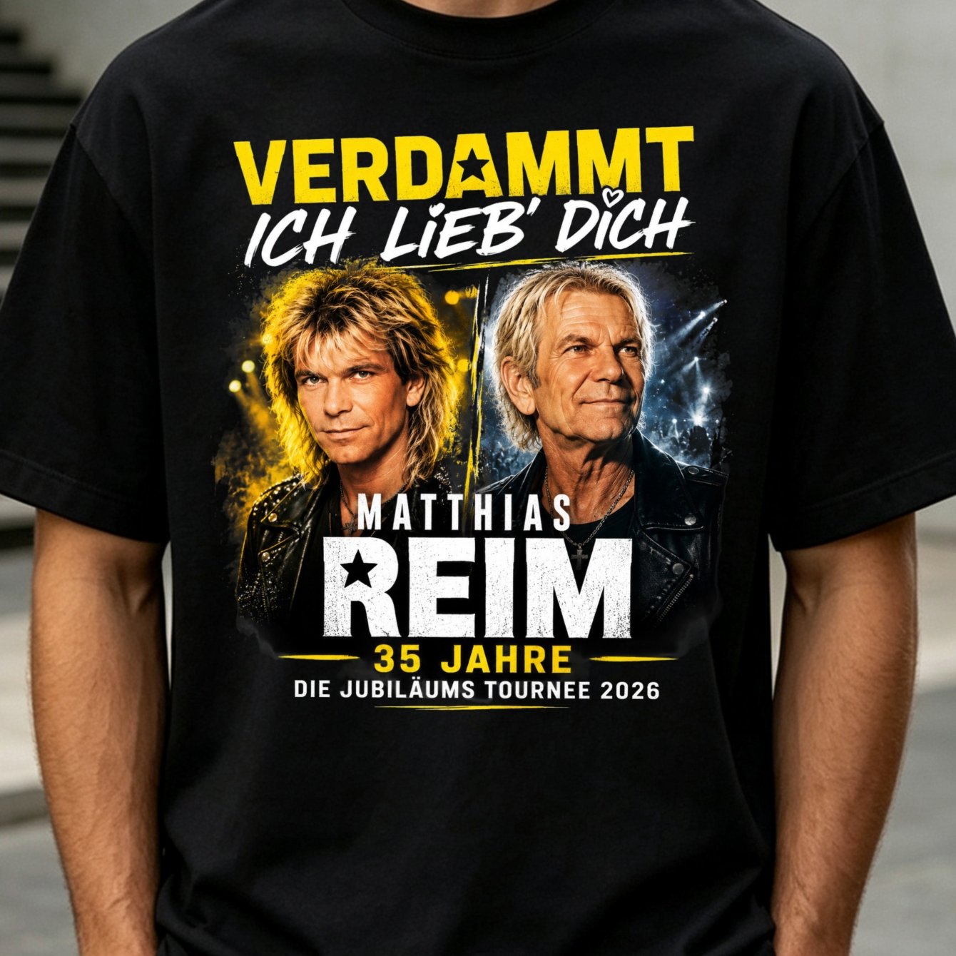 Image of Verdammt Ich Lieb Dich Reim 35 Jahre Jubilaumstournee 2026 And Now Dual Portrait Concert T-shirt Men's T-shirt
