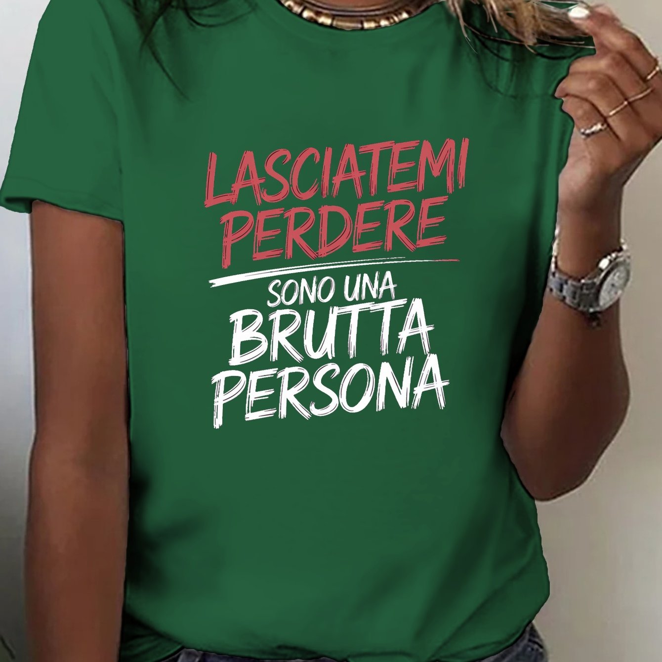 TEMU Maglietta Divertente per Donna con Stampa "Persona " in - Italiana "Brutto" Corta Top Casual, Blusa Medio- per Abbigliamento Casual ed , T-Shirt