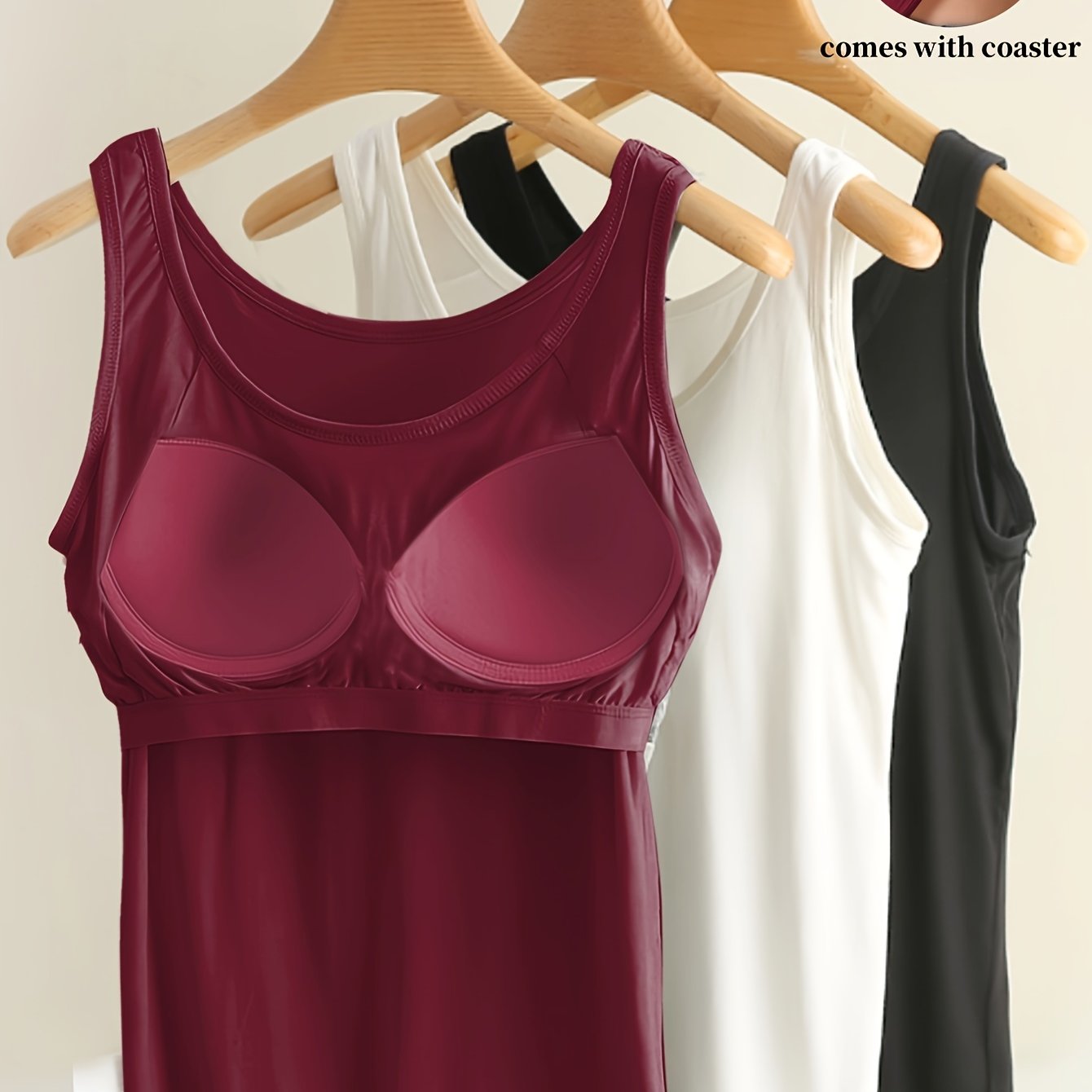 Image of 3- Size Sleeveless Wide-shoulder T-shirts, With Built-in Chest Pads, To Wear Underwear, Worn As A Vest, High Elasticity And Breathable Running For Yoga Clothes, Suitable For Yoga, Fitness, Daily Wear