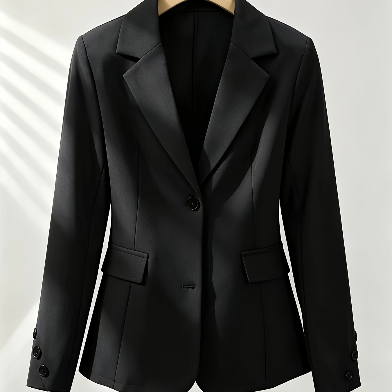 TEMU Women's Contrast Color Lapel Long Sleeve Elegant S Jacket, Suitable For Spring And Autumn