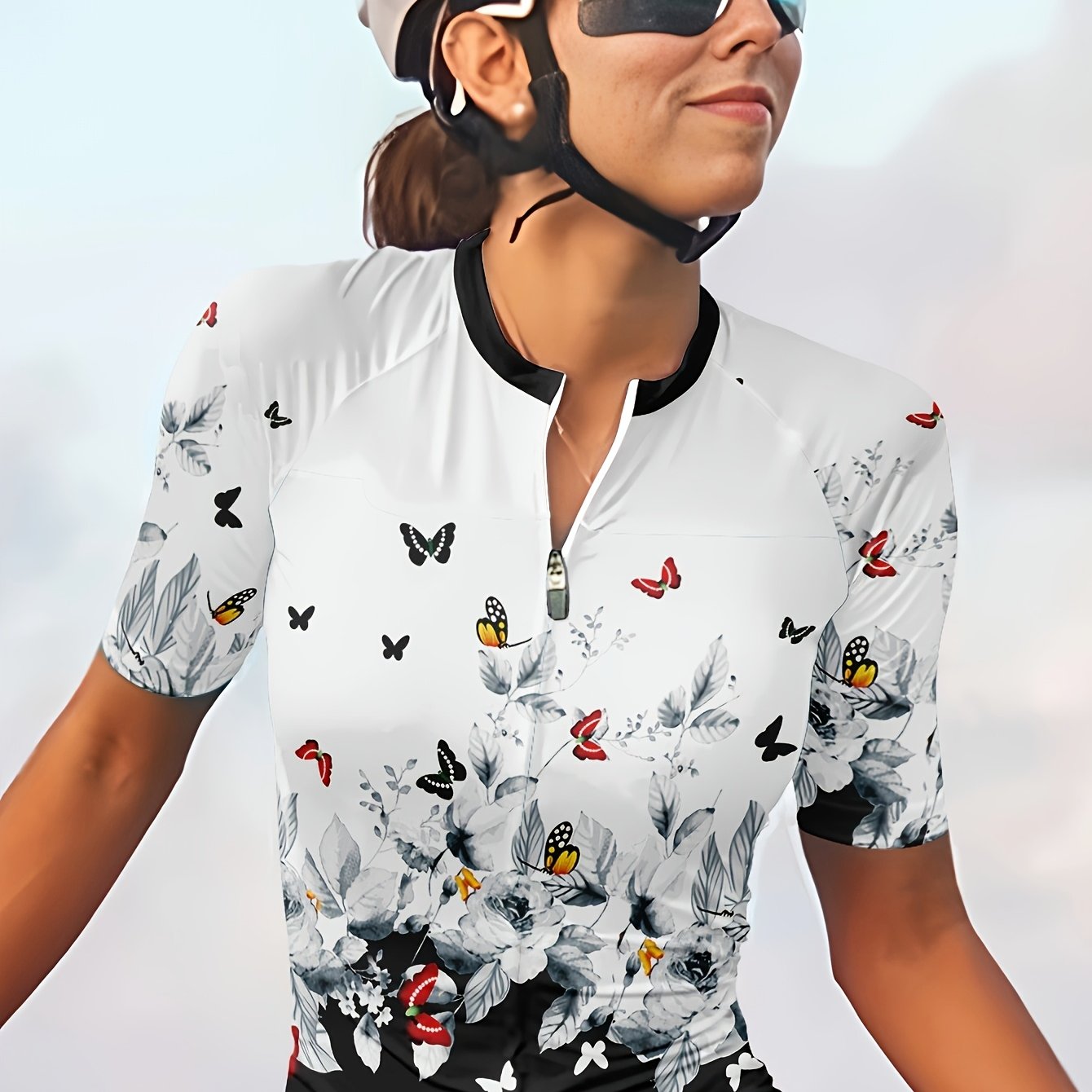 Women's Short Sleeve Cycling Jersey Bike Top With 3 Rear Pockets Mountain Bike Mtb Road Bike 3d-printed And Flowers Pattern Cycling Jacket