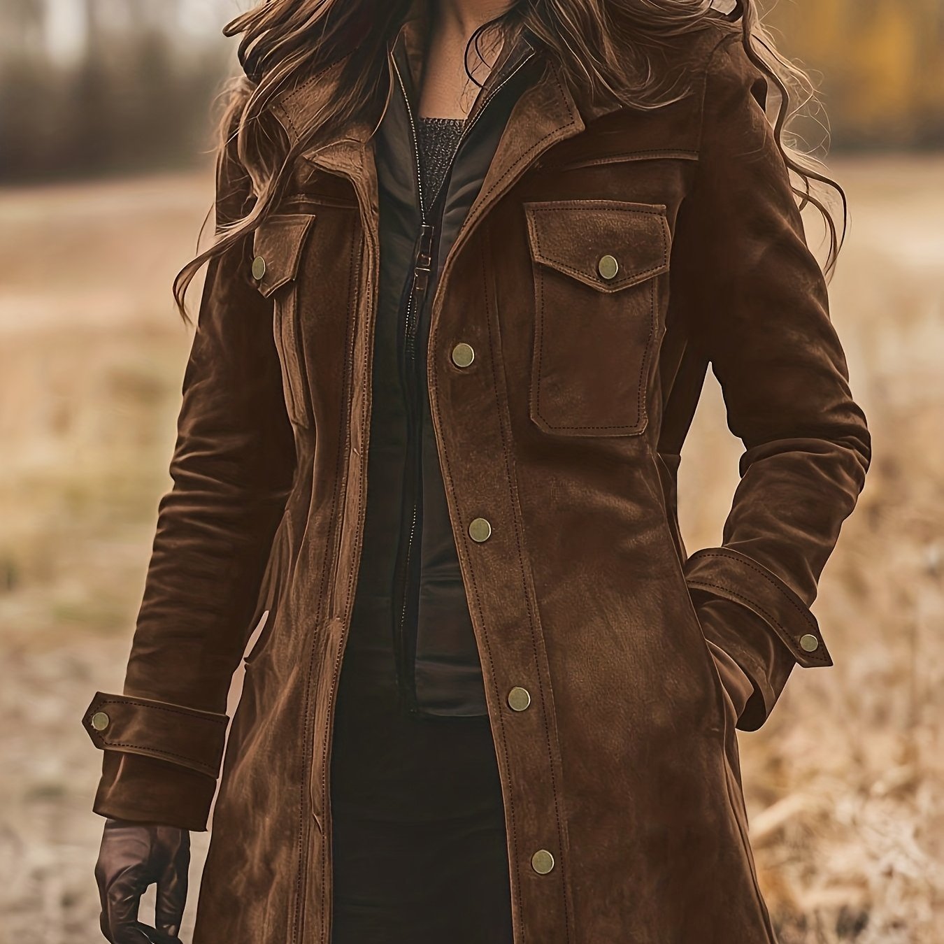 Women's Classic Retro Lapel Mid-length Coat Jacket