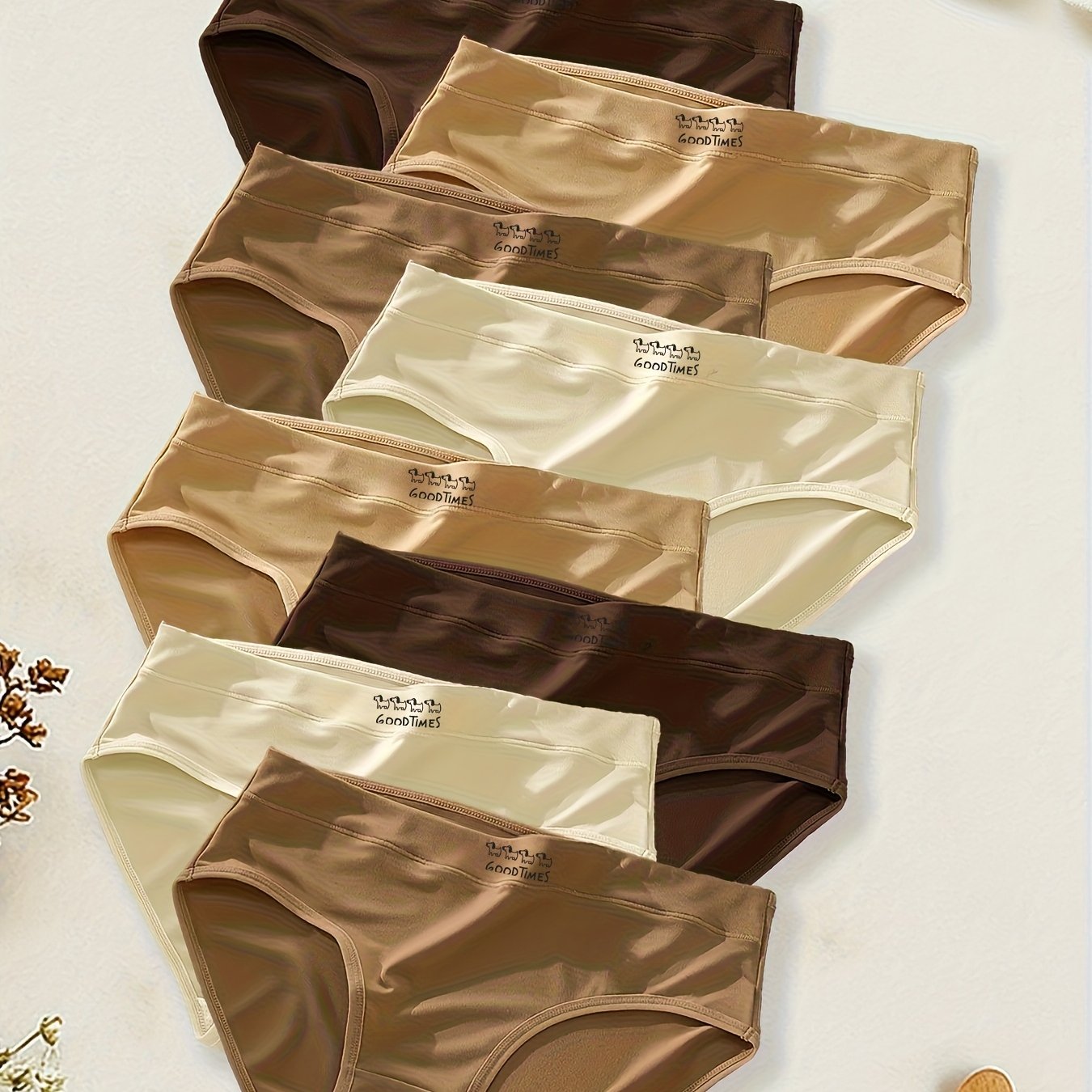 TEMU Random 8-strip Pack Black Puppy Pattern Easy Style Women's Underwear, Breathable And Comfortable For Daily Wear