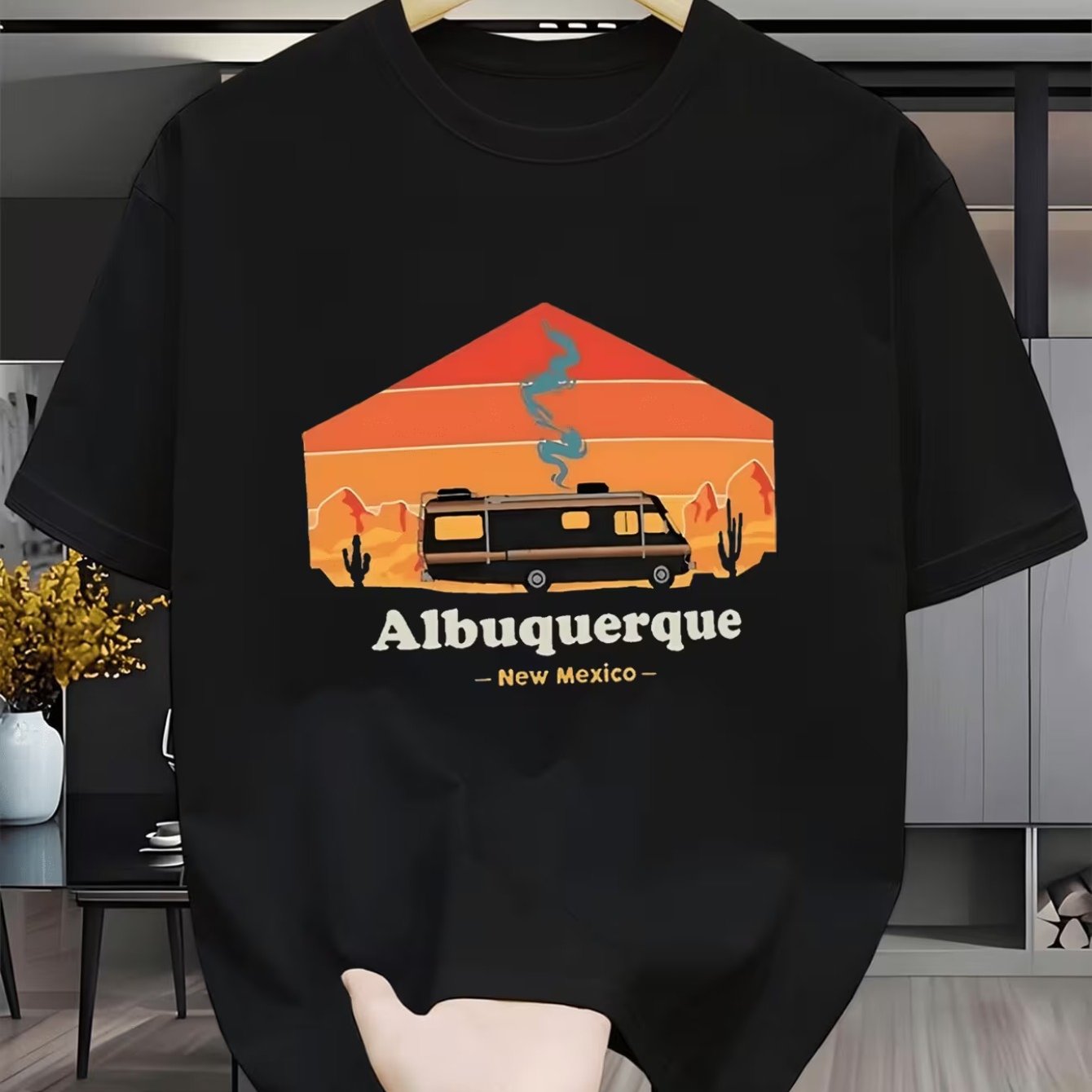 TEMU T-shirt da stampa RV Albuquerque - Maglia a maniche corte a vestibilit� e casual a tema Nuovo Messico, lavabile in lavatrice, adatta per e