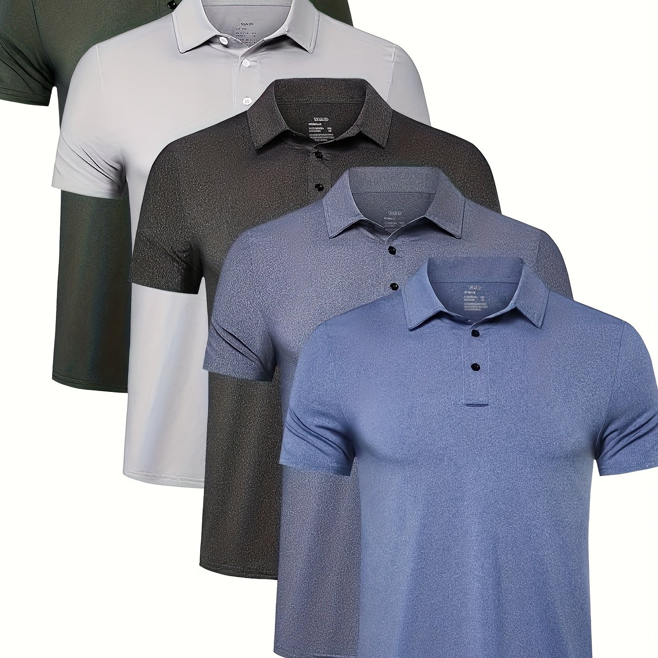 TEMU 5-pack Men's Shirts Quick Short Sleeve Golf T-shirts - Moisture Wicking Casual Workout Tops