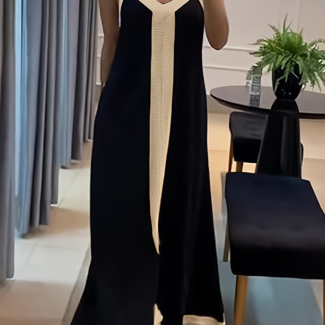 Summer New Casual Color-block Cami Dress Women's