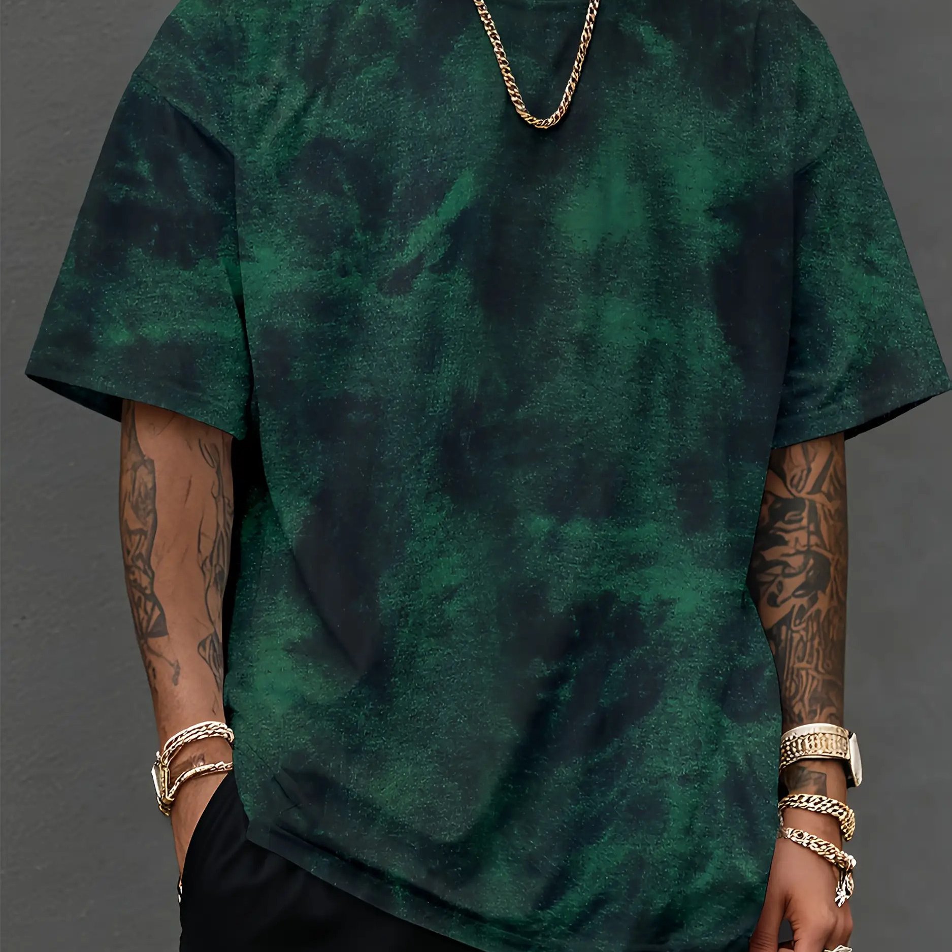 TEMU T-shirt Tie-Dye à Manches Courtes pour Homme - Motif Dégradé Multicolore, T-shirt Léger et Respirant à Col Rond Adapté pour Tenue Décontractée,