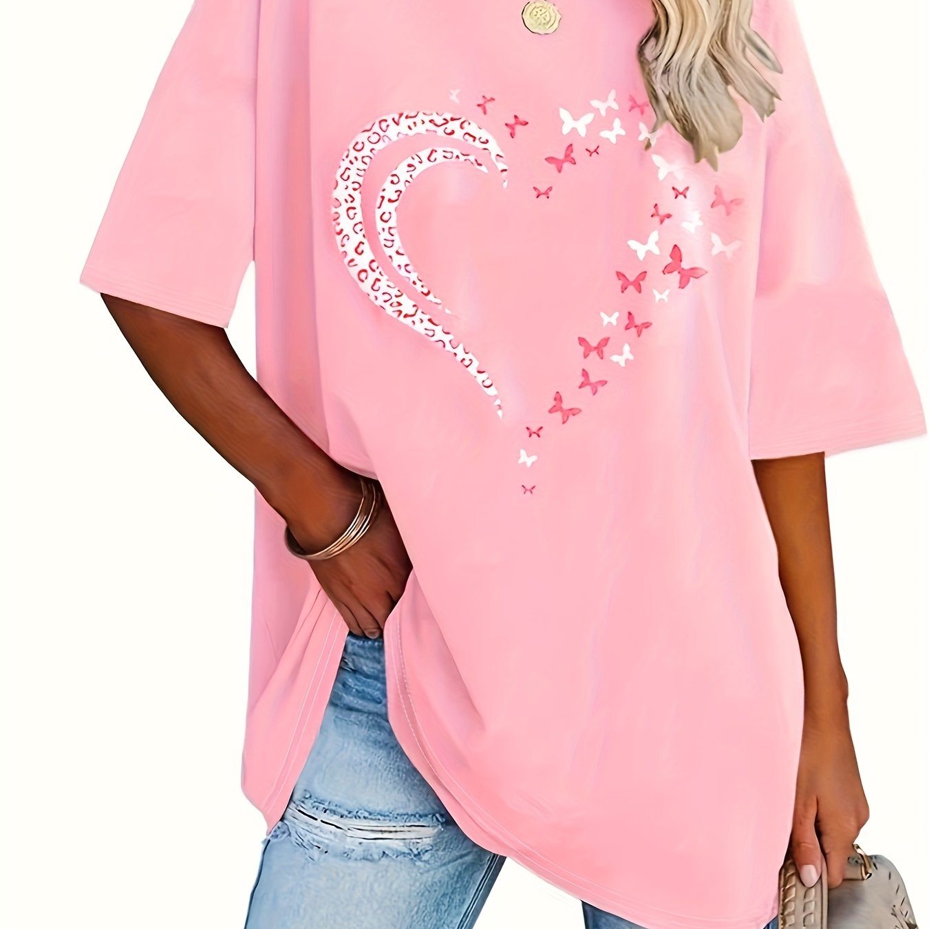 E-shop Plus Size - Plus Size - Plus Size Bedrucktes Herz Komfortables Oberteil