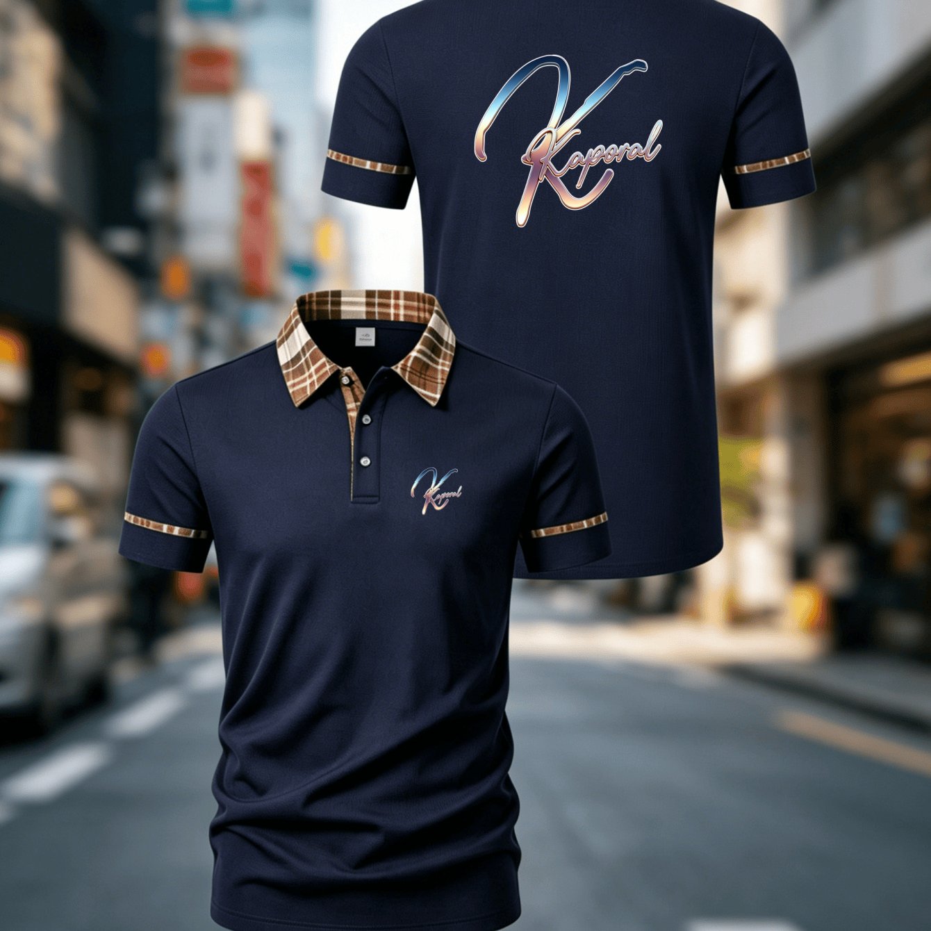 TEMU polo d'été décontractée pour hommes, motif "Kaporal", impression , haut respirant à séchage rapide, coupe légère et confortable, convient à