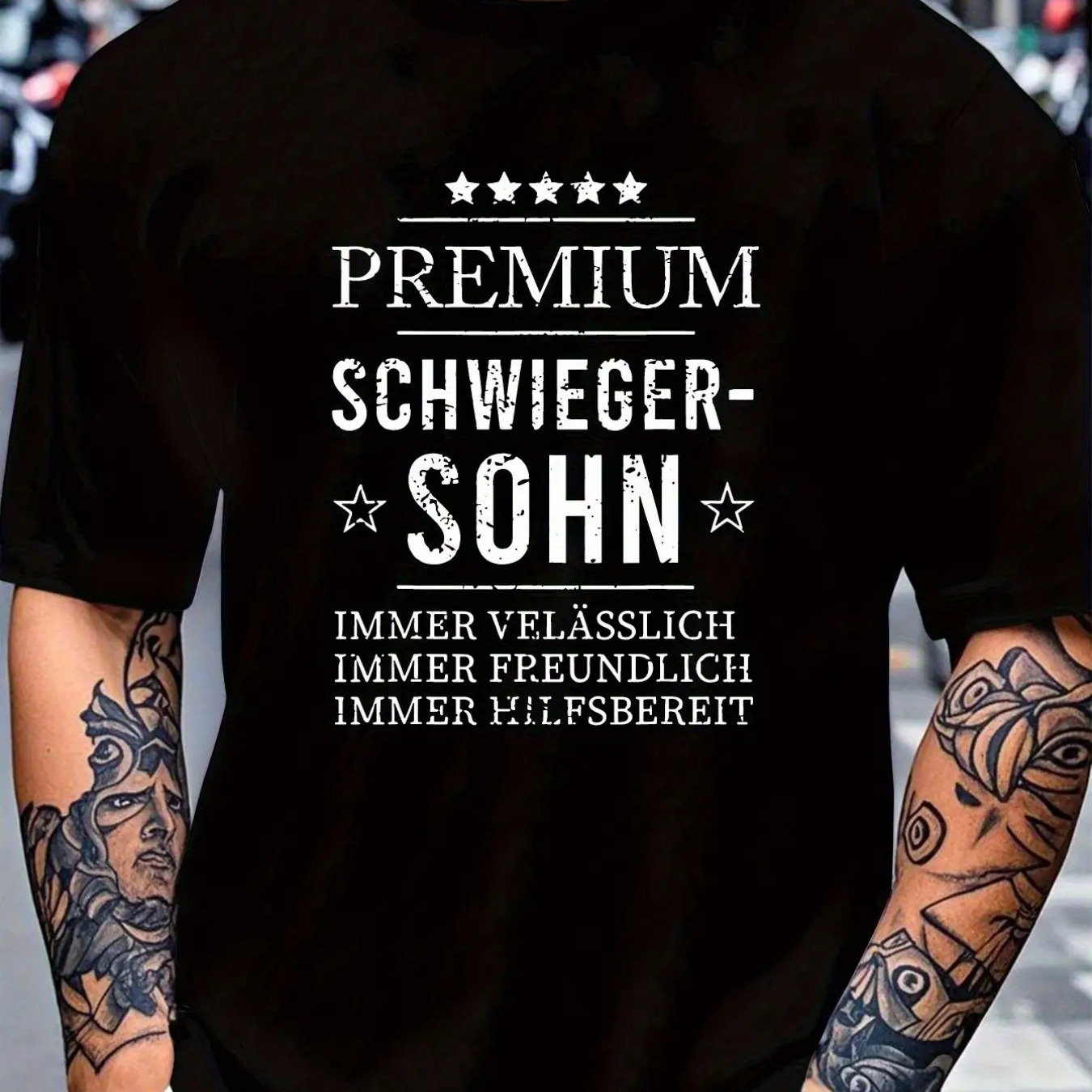 Men's Graphic T-shirt, Humorous Tee For Men, Premium Schwaiger-sohn (best Son-in-law) Funny Gift, Soft Relaxed Fit Short Sleeve Round Neck Tee, Machine Washable For , Casual & Semi-formal Wear