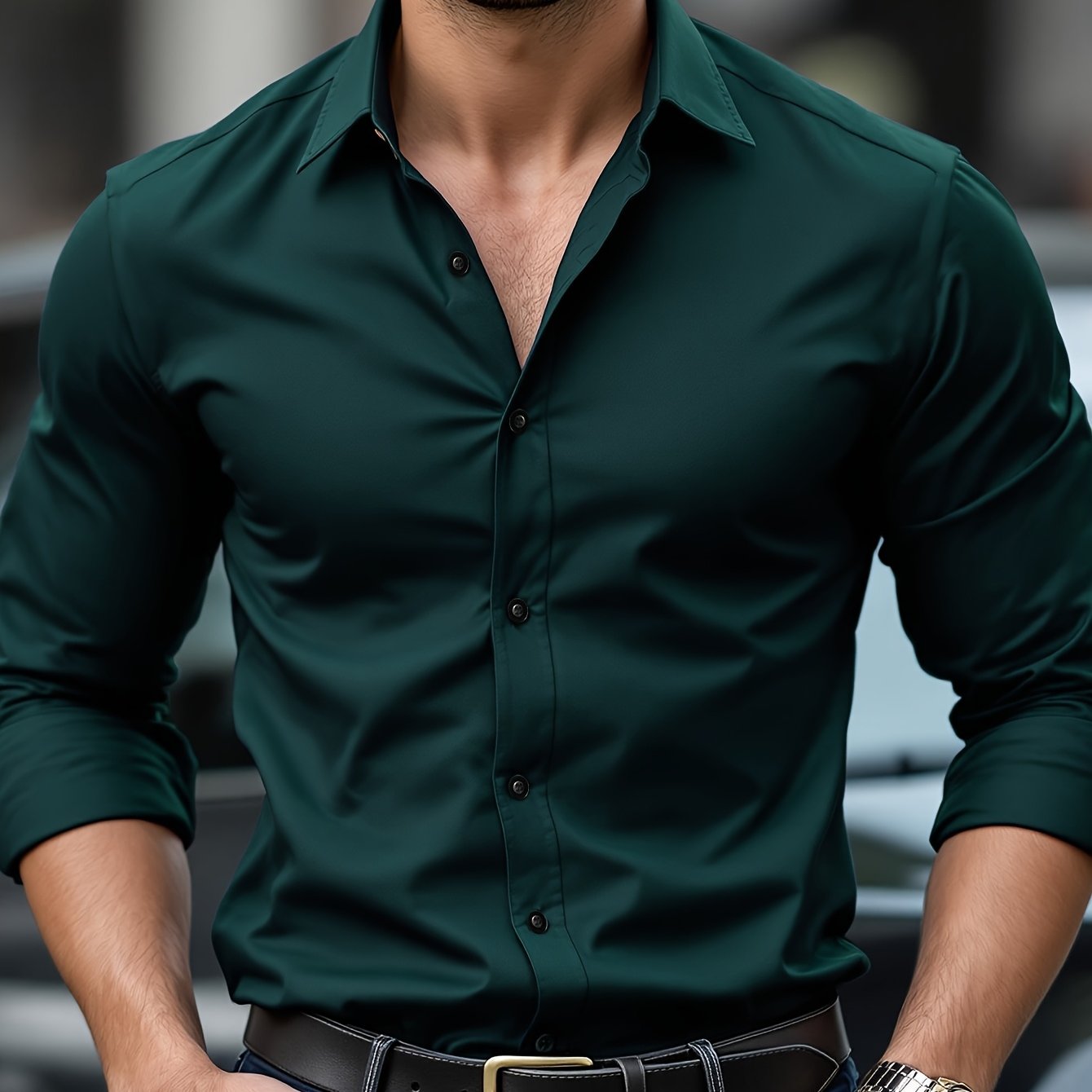 TEMU Camisas de color sólido para hombres, con limpios para realzar una postura y erguida, discretas pero lujosas, versátiles y elegantes, ideales