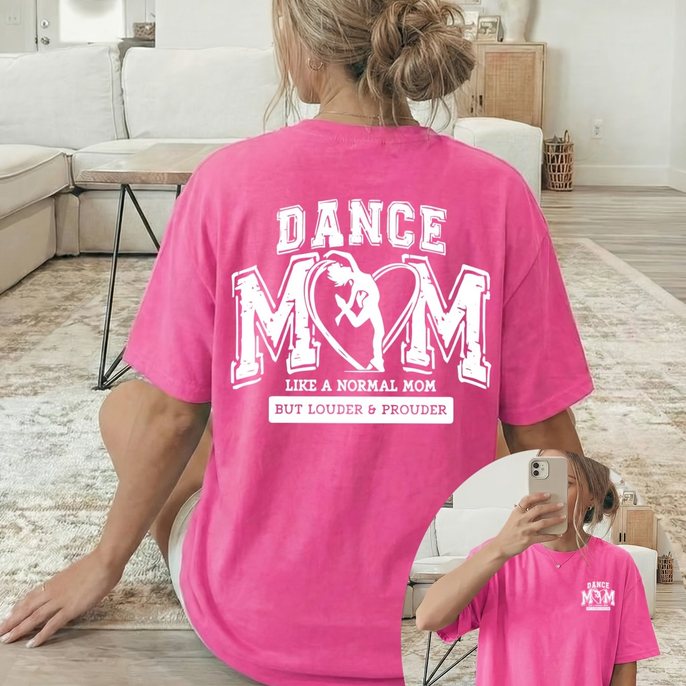 TEMU [front And Back Double-sided Print] The Front Features The Words "dance Mom" And A Mother-daughter Dancing Silhouette, With The Text "like A