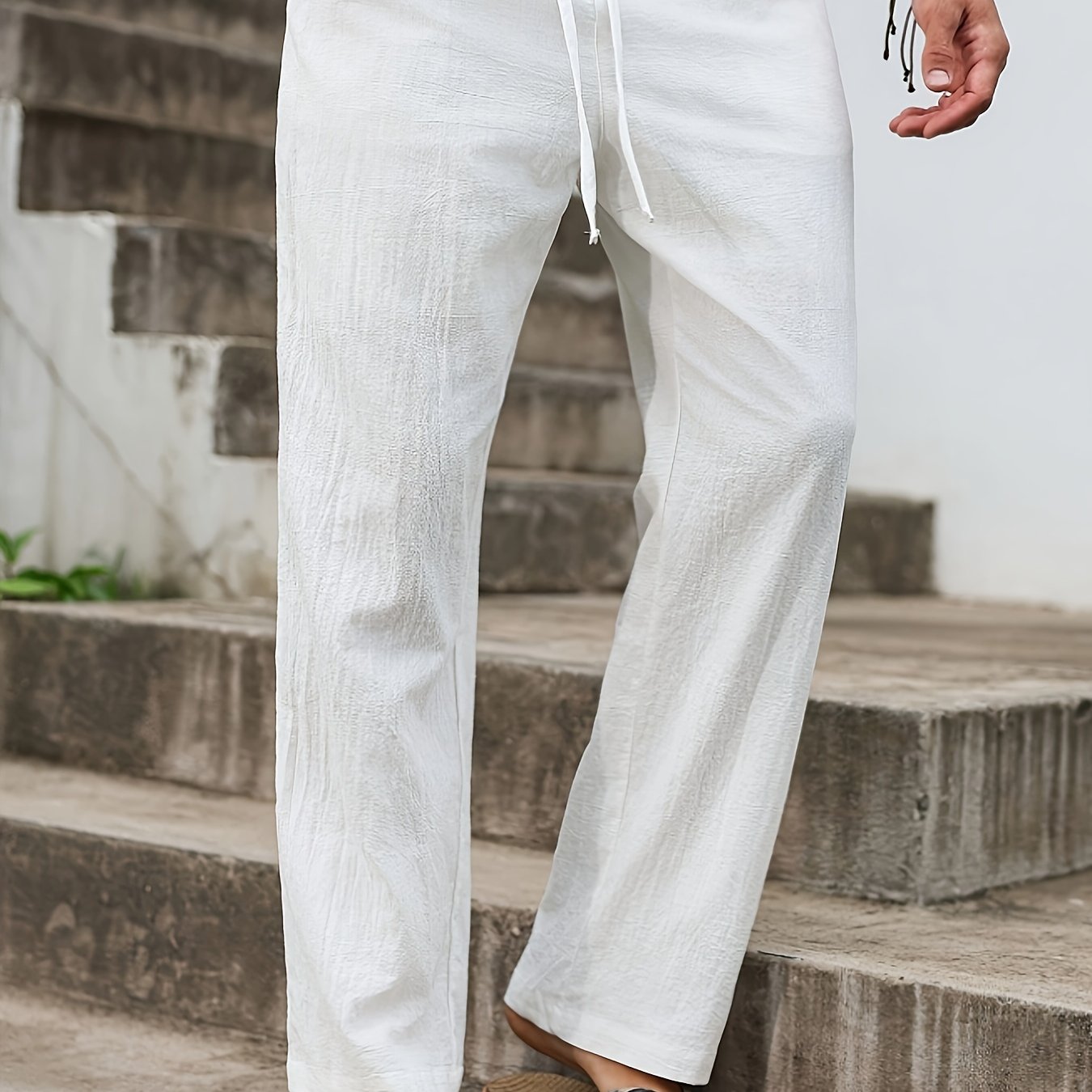 TEMU Men's Casual Trousers, Loose Fit, Breathable Fabric, Elastic Waist, A Gift For Boyfriend Or Husband, Suitable For Outdoor Wear In