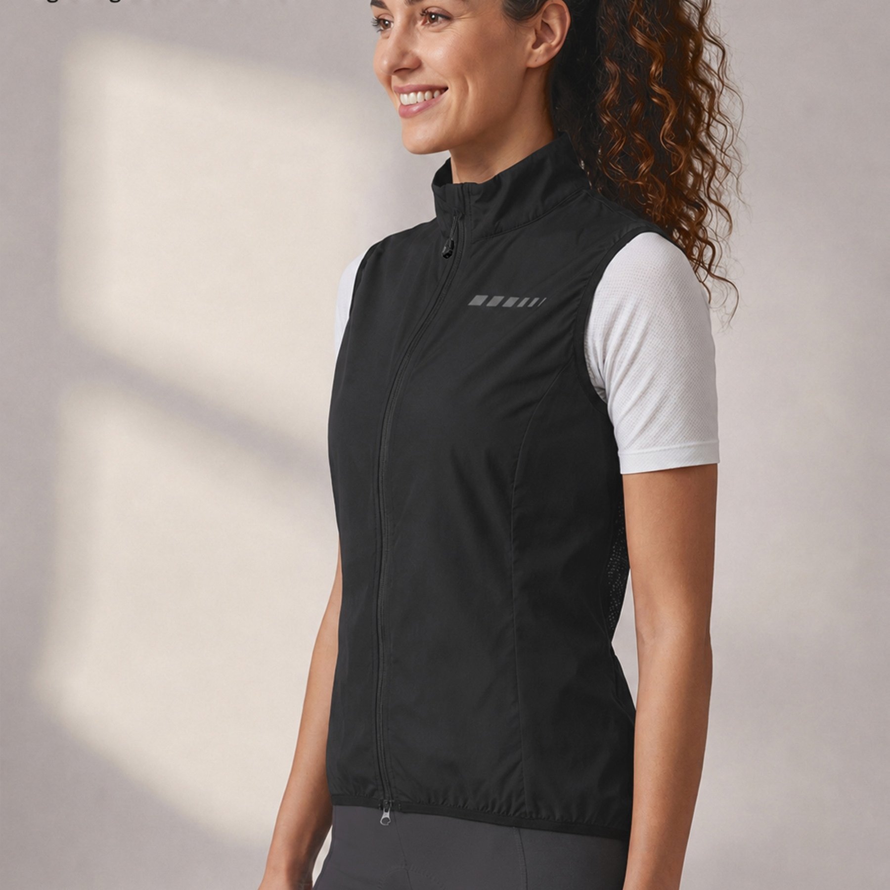 Image of 1pc Women's Windproof Vest With Mesh-paneled Breathable Fabric At The Back, Featuring A Zippered Pocket On The Back Panel For Cycling, Running, And Other Outdoor Activities. Aw26 Gift