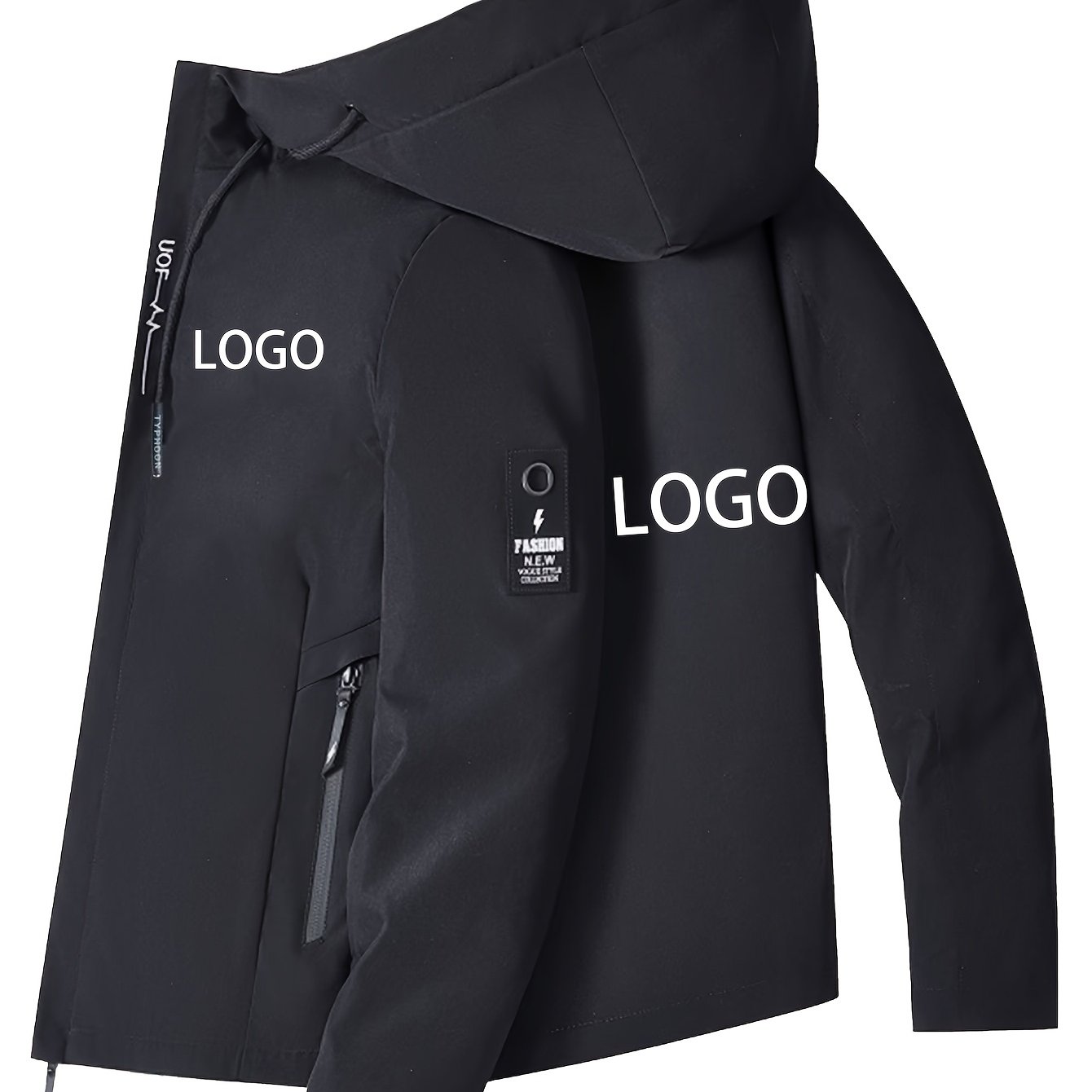 Image of Men's High-quality Customized Logo Jacket, Spring And Autumn New Fashionable Casual Outdoor Sports Pilot Jacket, Adjustable Hat Rope