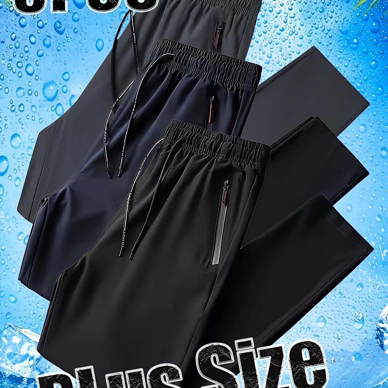 TEMU 3pcs Men's Casual Sports Jogging Plus Size Pants, With Comfortable And Breathable Fabric. Perfect For Summer Wear. Suitable For Overweight
