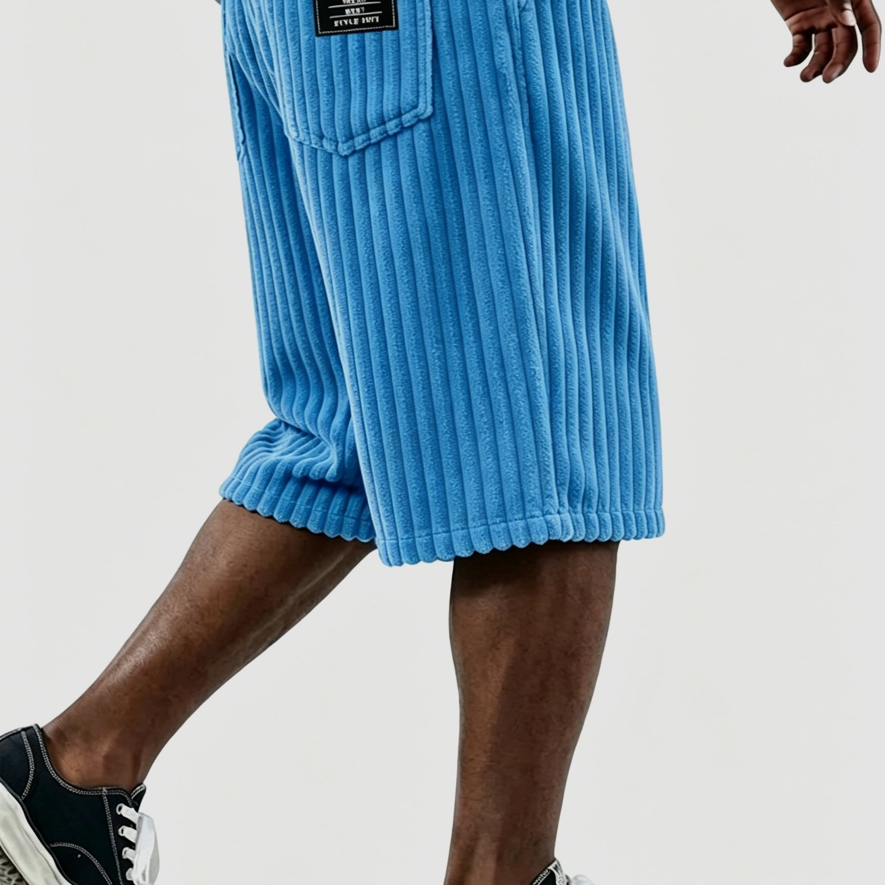 TEMU 2026 's Corduroy Vertical Striped Loose Casual Shorts 5-cut Pants Summer Trendy Branded Mens Shorts