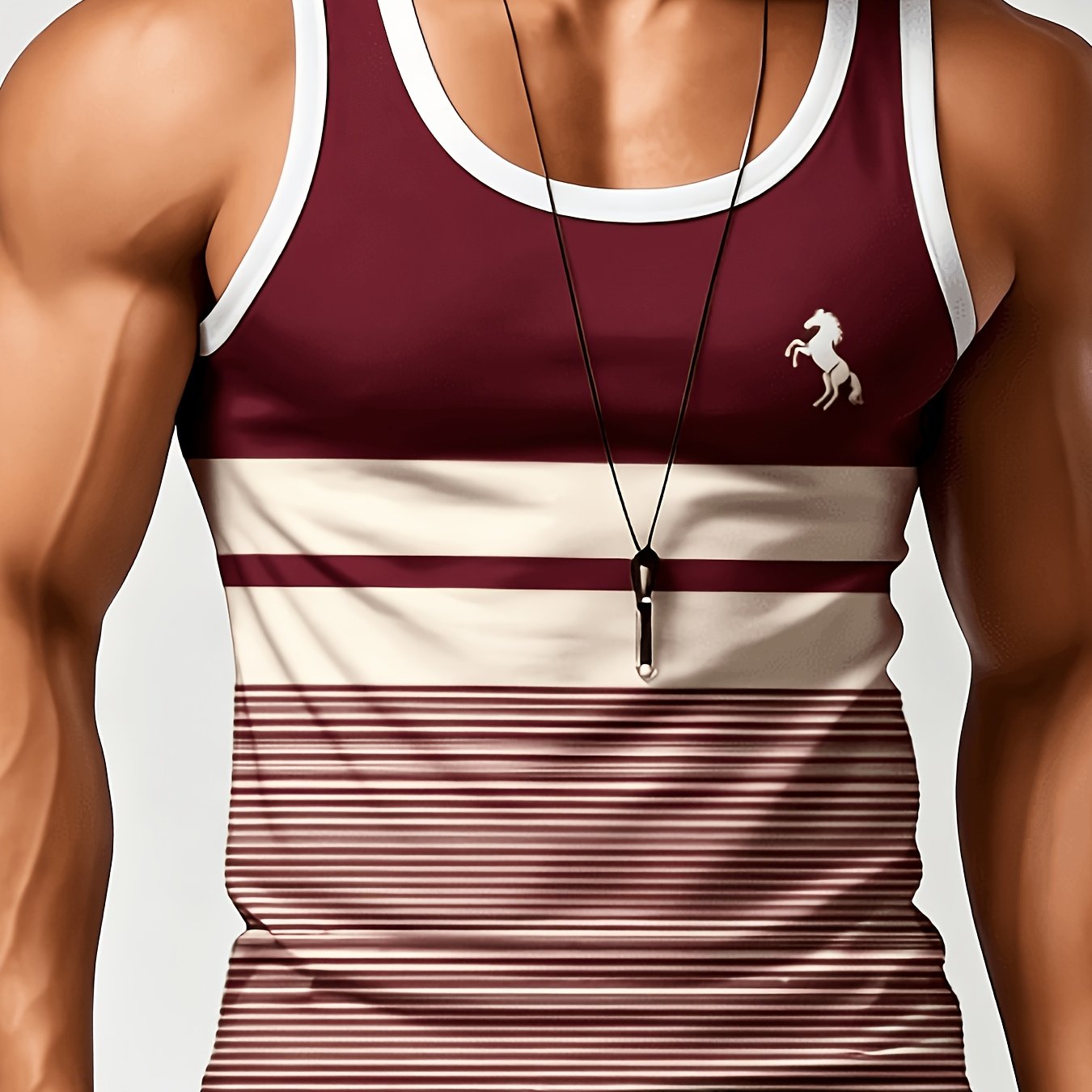 TEMU Men' Size Summer Sports Tank Top With Printed Design- Non-textured, Ideal For Seaside Outdoor Sports Outfits