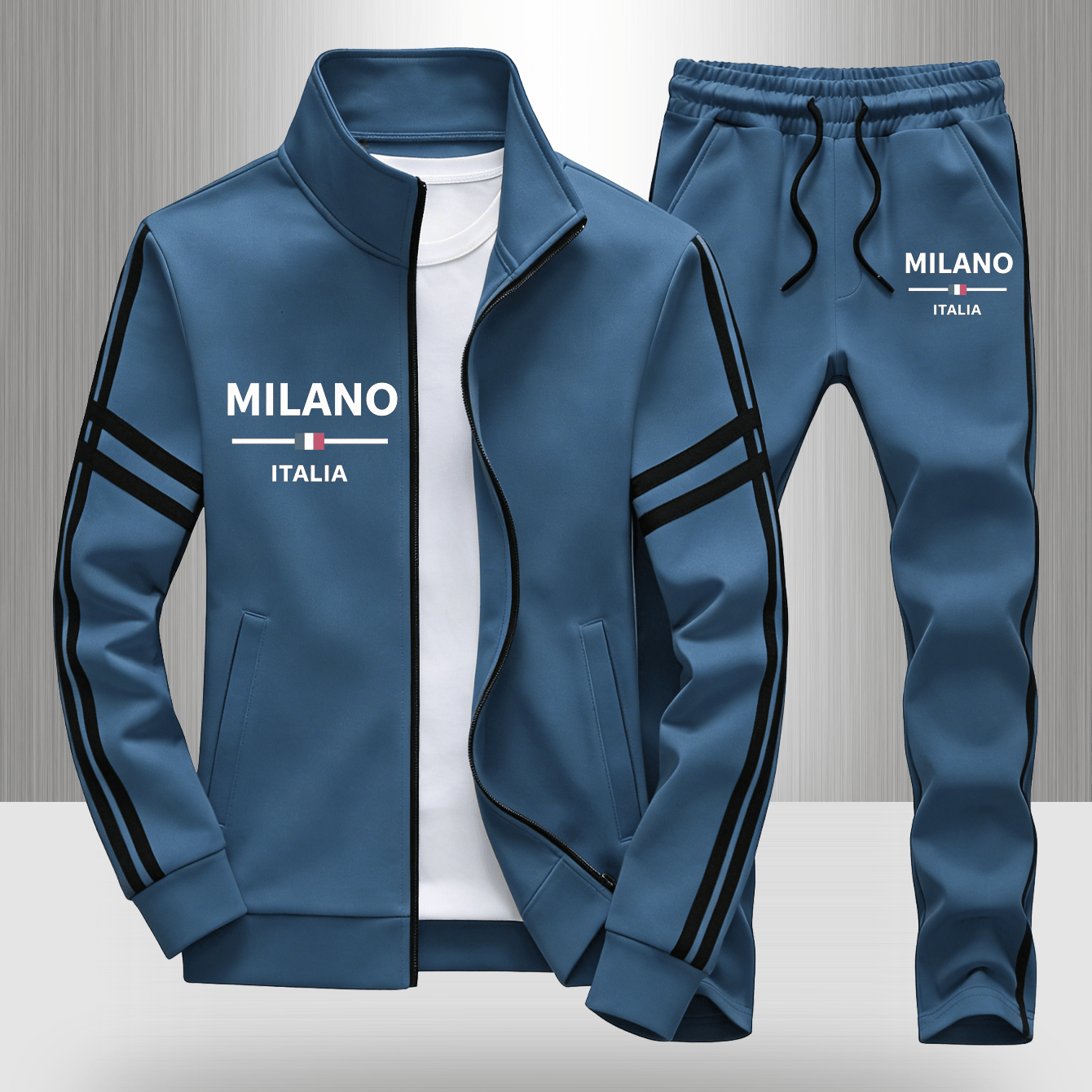 Men's Casual Zip Sweatshirt And Pants Set 3d 100% Polyester, Print Long Sleeves, Regular Fit 2pcs Outfit, Vacation And Street Fashion Wear