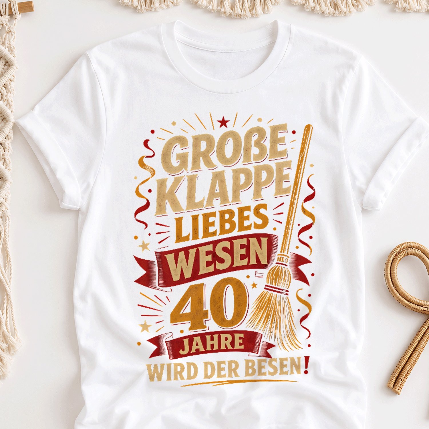 Image of Retro 40th Birthday German Humor Vintage Poster Style Overseas Printing Y2k Oversized Unisex T-shirt For Men Women Retro 2000s Streetwear Baggy Graphic Tee