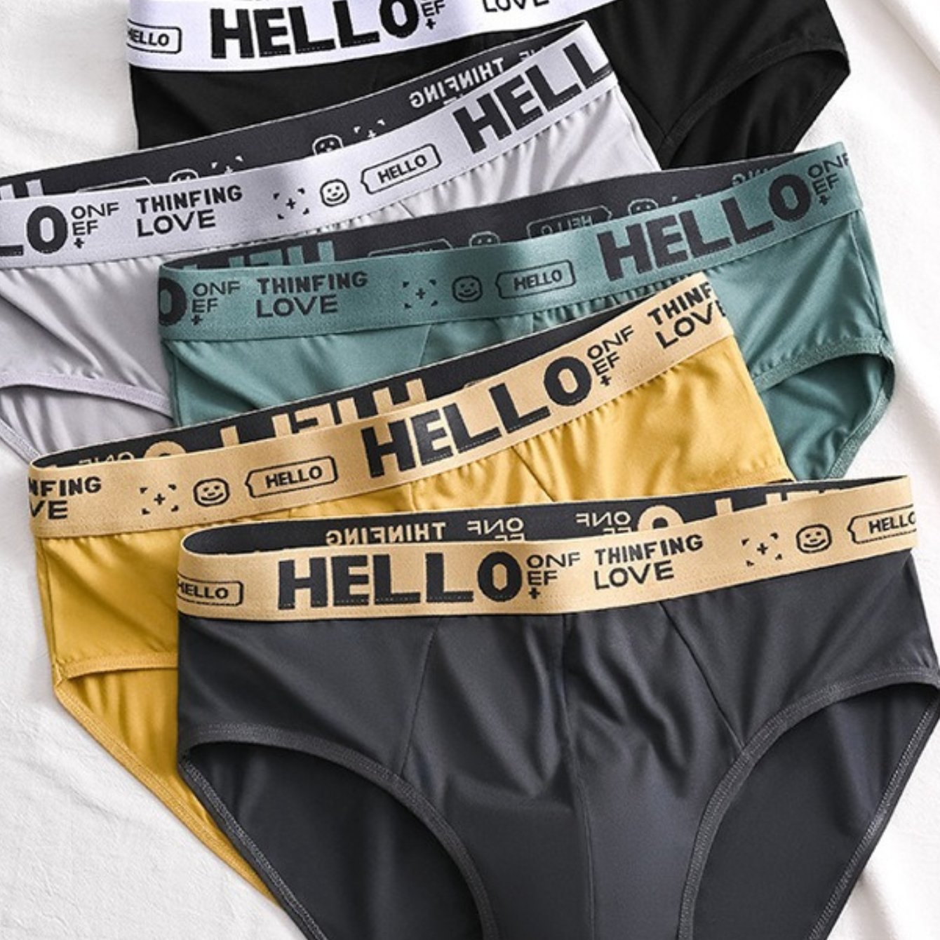 5pcs New Hello Triangle Underwear For Teenagers With Personalized Letter Triangle Shorts, Comfortable And Breathable
