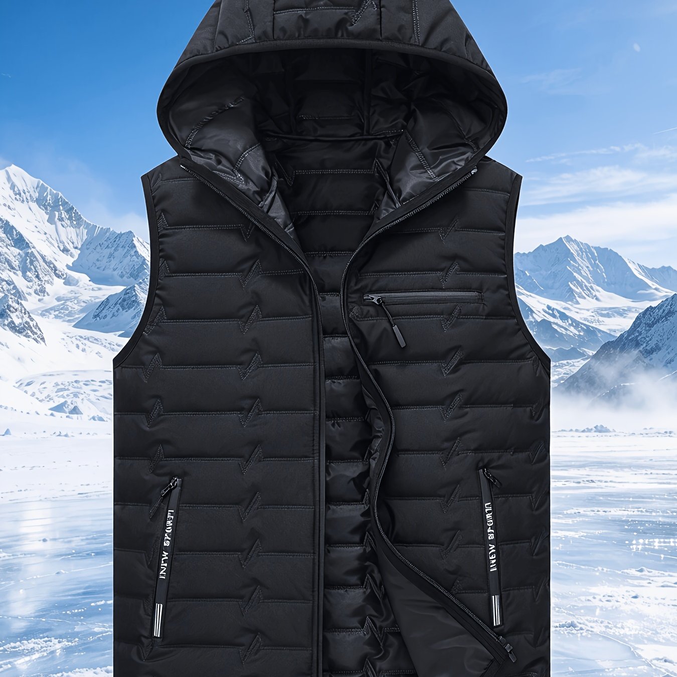 TEMU Autumn/winter Men's Hooded Vest, Casual Warm Sleeveless Jacket, Sporty Style Zip-up Outerwear Vest With Zipper Pockets, Lightweight And Not