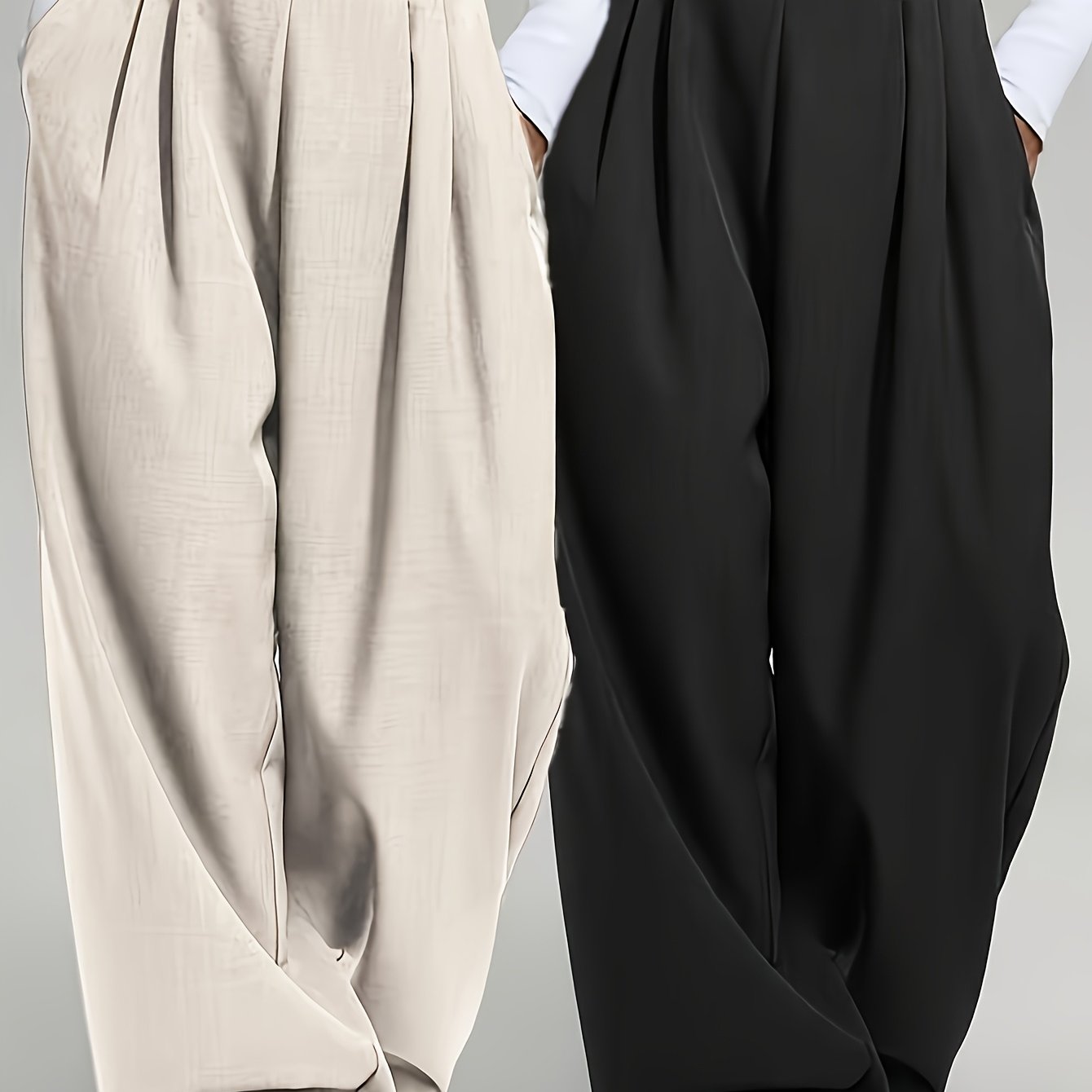 Elegant Special 2pcs Solid Color Casual Wide-leg Pants