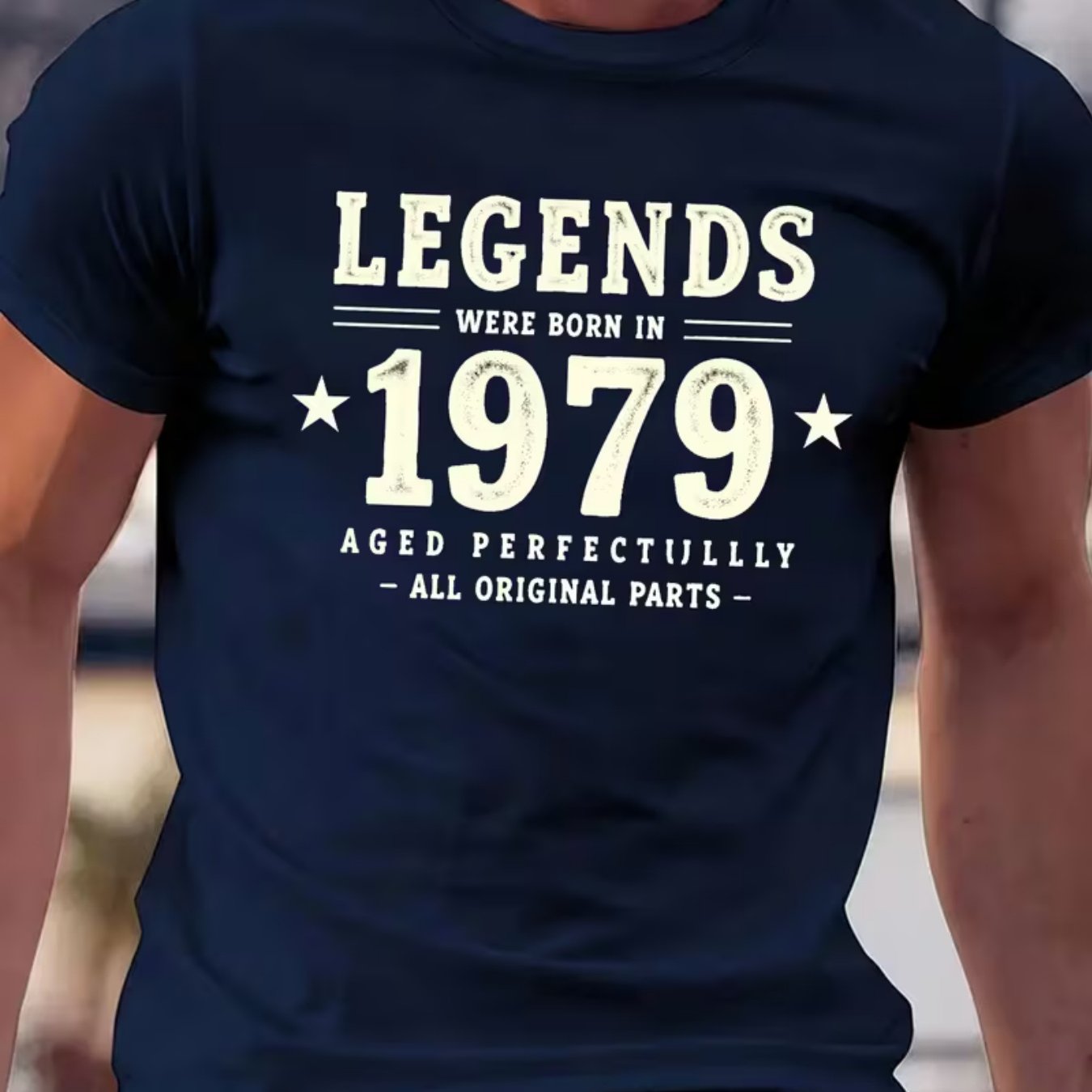 TEMU Men's T-shirt With A Theme From 1979 - Featuring A Vintage Design, Comfortable Breathable Round Neck, And Short Sleeves