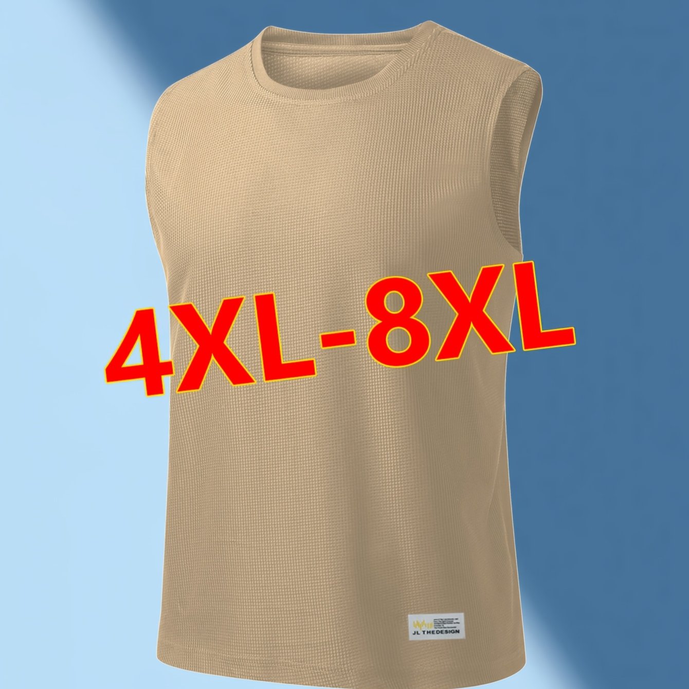 TEMU Super Large Size Men's Waffle Knit Sleeveless Vest, Loose Fit - Solid Color Round Neck Casual Sports Vest For Men, Suitable For Sports And