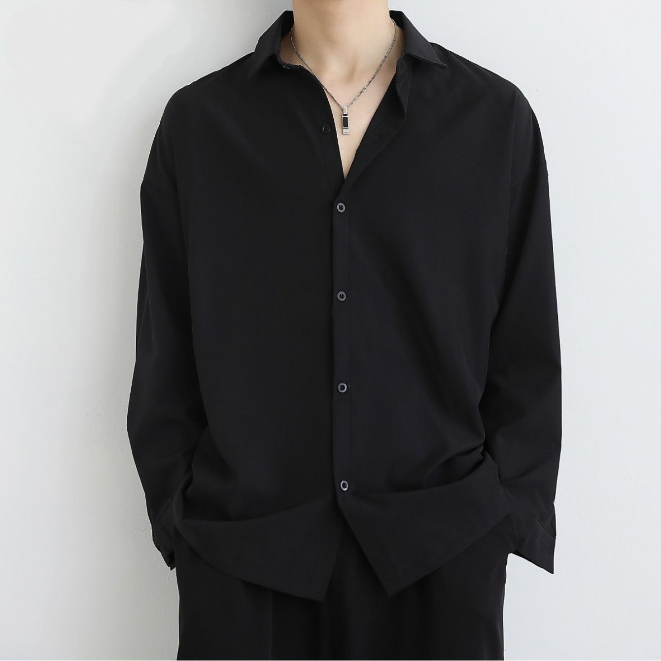 TEMU 【夏の新作シャツ】[メンズシャツ] 夏の新作シャツ、夏シャツ、ゆったりドレープ、長袖シャツ、通気性と涼しさ、ルーズカット、ボディリングなし、肩やウインを強調、クスタイル