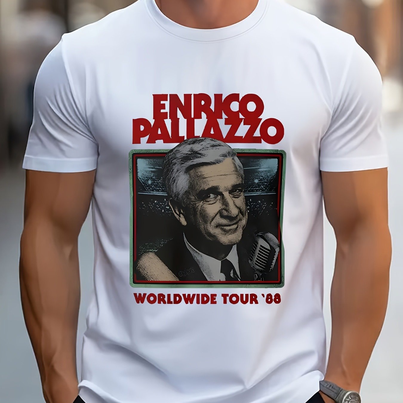 Enrico Palazzo Unisex Casual T-shirt | Durable Print Design, Crew Neck, Regular Fit, Suitable For , Street Fashion Style, Long Sleeve, Stretch Fabric