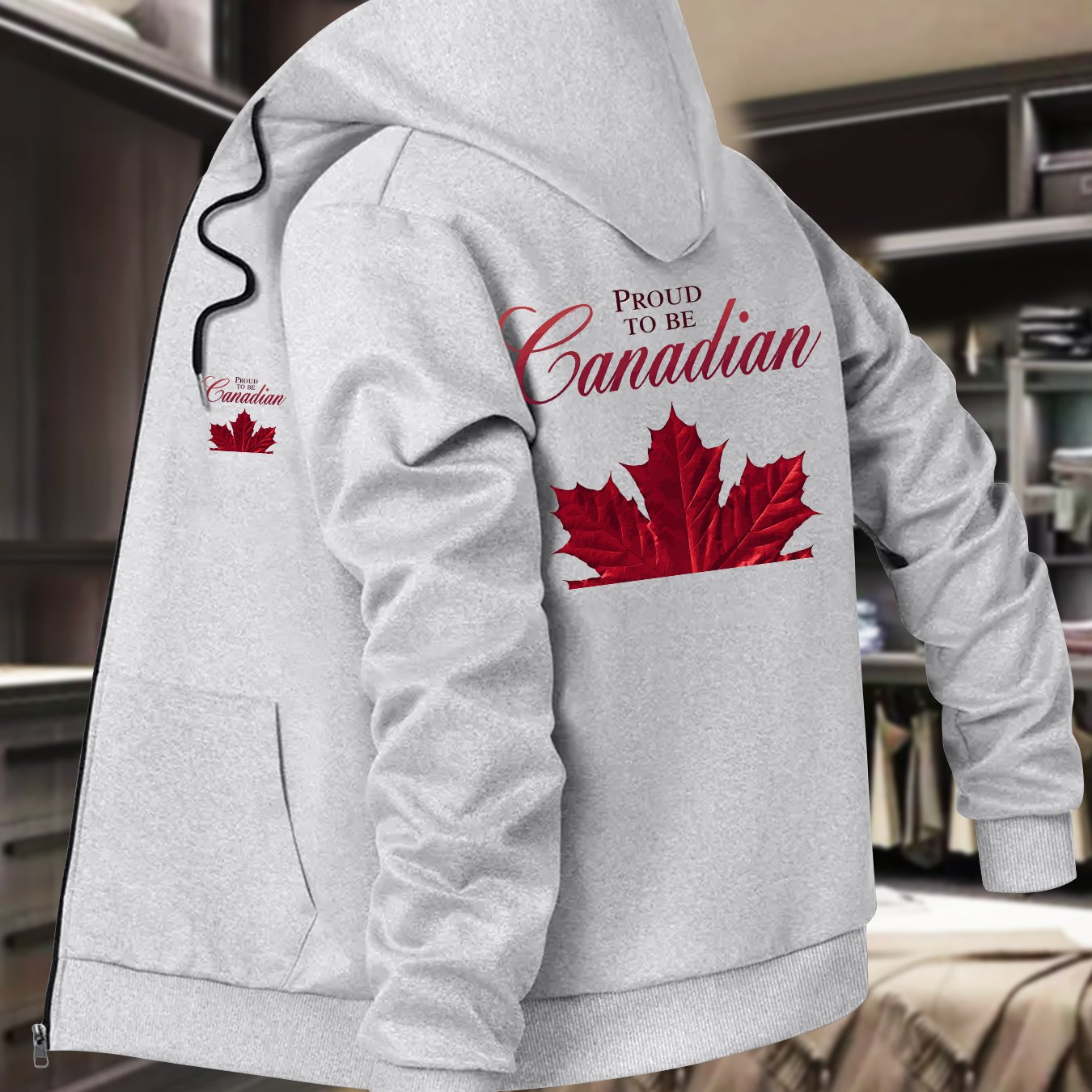TEMU Veste à capuche tendance pour homme avec motif feuille d'érable, veste baseball polyvalente pour affaires, vêtement d'extérieur à capuche pour