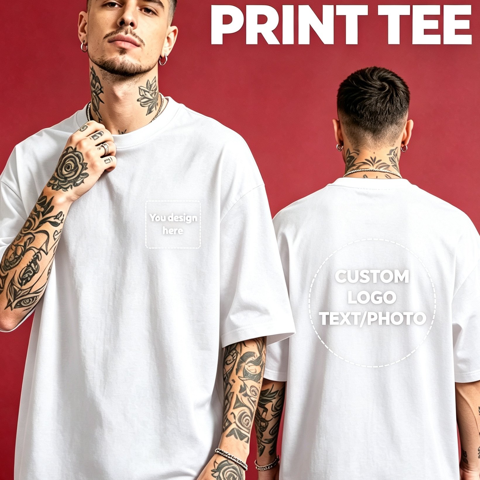 TEMU T-shirt Personnalisé pour Homme, Imprimable sur l' et l'Arrière. Idéal pour les Uniformes de Groupe, les Vêtements d'Activités de .