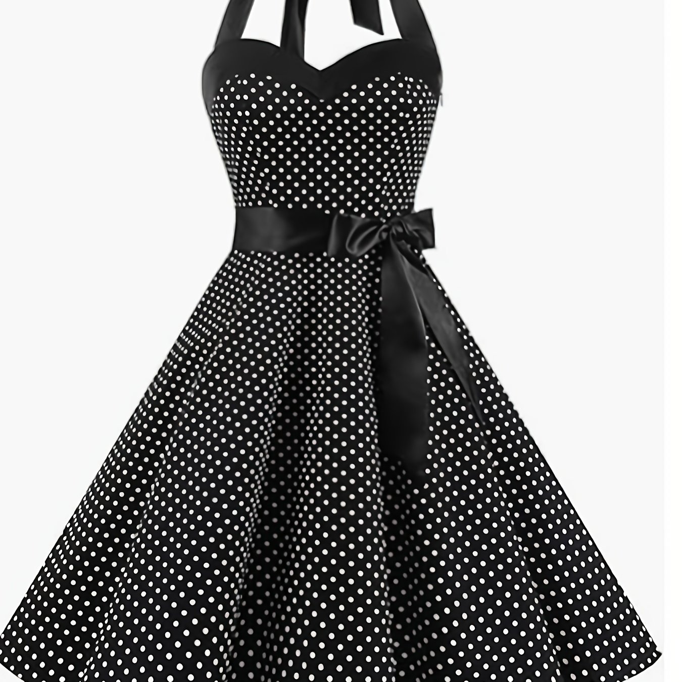 Neckline Polka Dot Party Dress Back Tie Vintage Cami Dress
